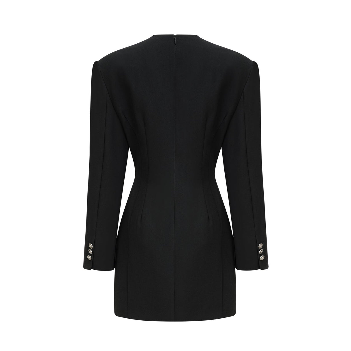 Raegan Mini Dress Black Shoulder Pad Buckle Detailing