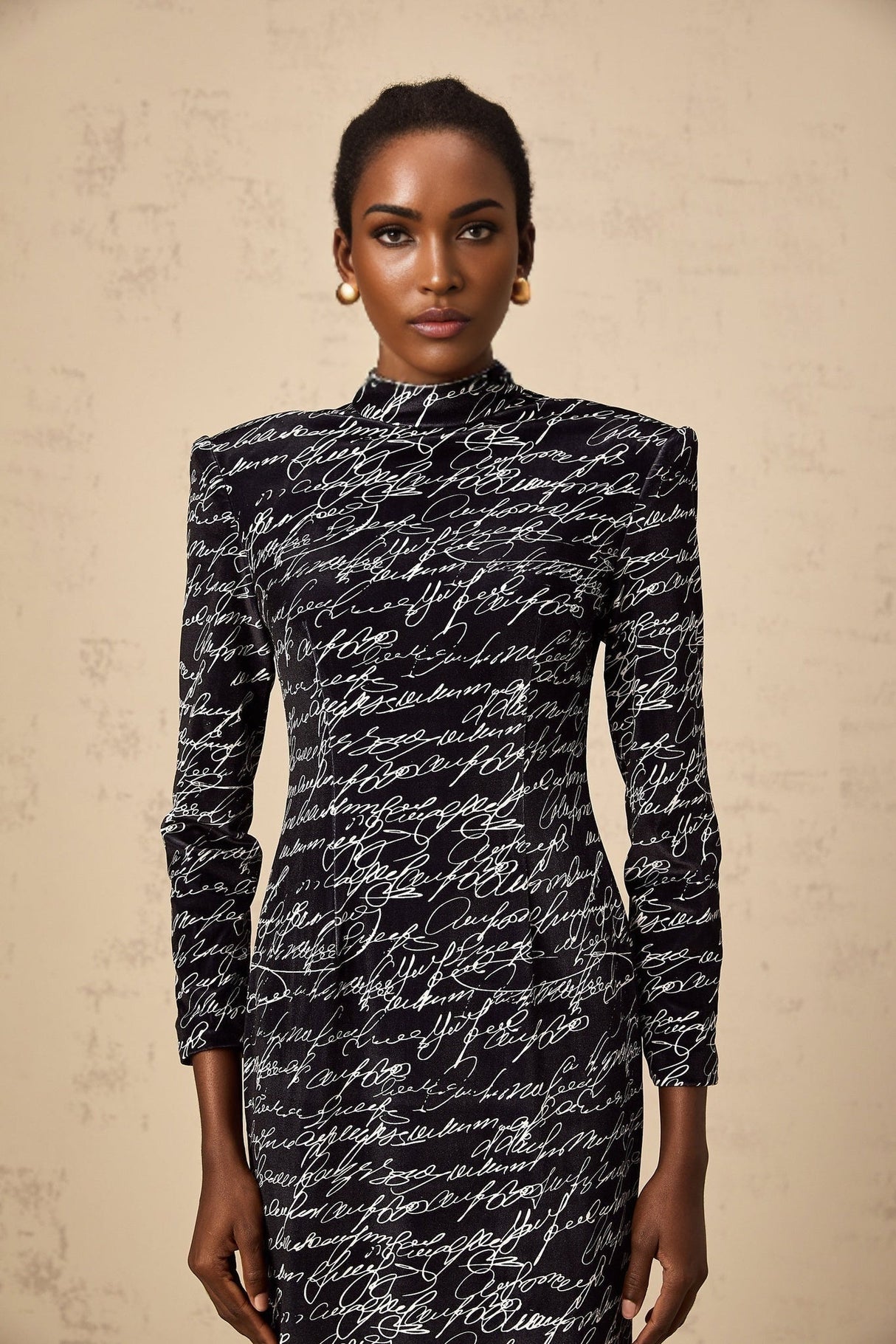 Raffaela Maxi Dress – Black Velvet & Mock Neck