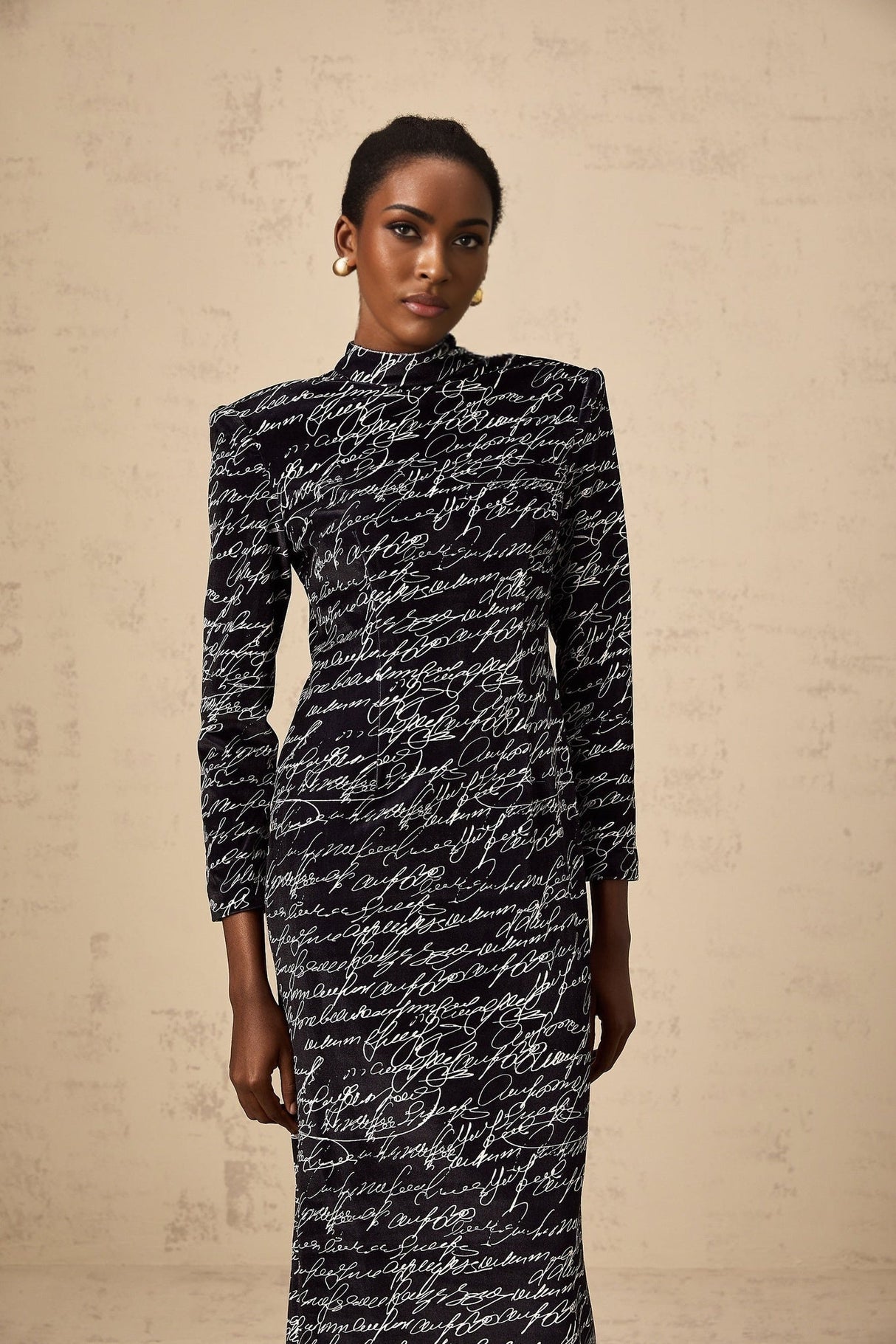 Raffaela Maxi Dress – Black Velvet & Mock Neck