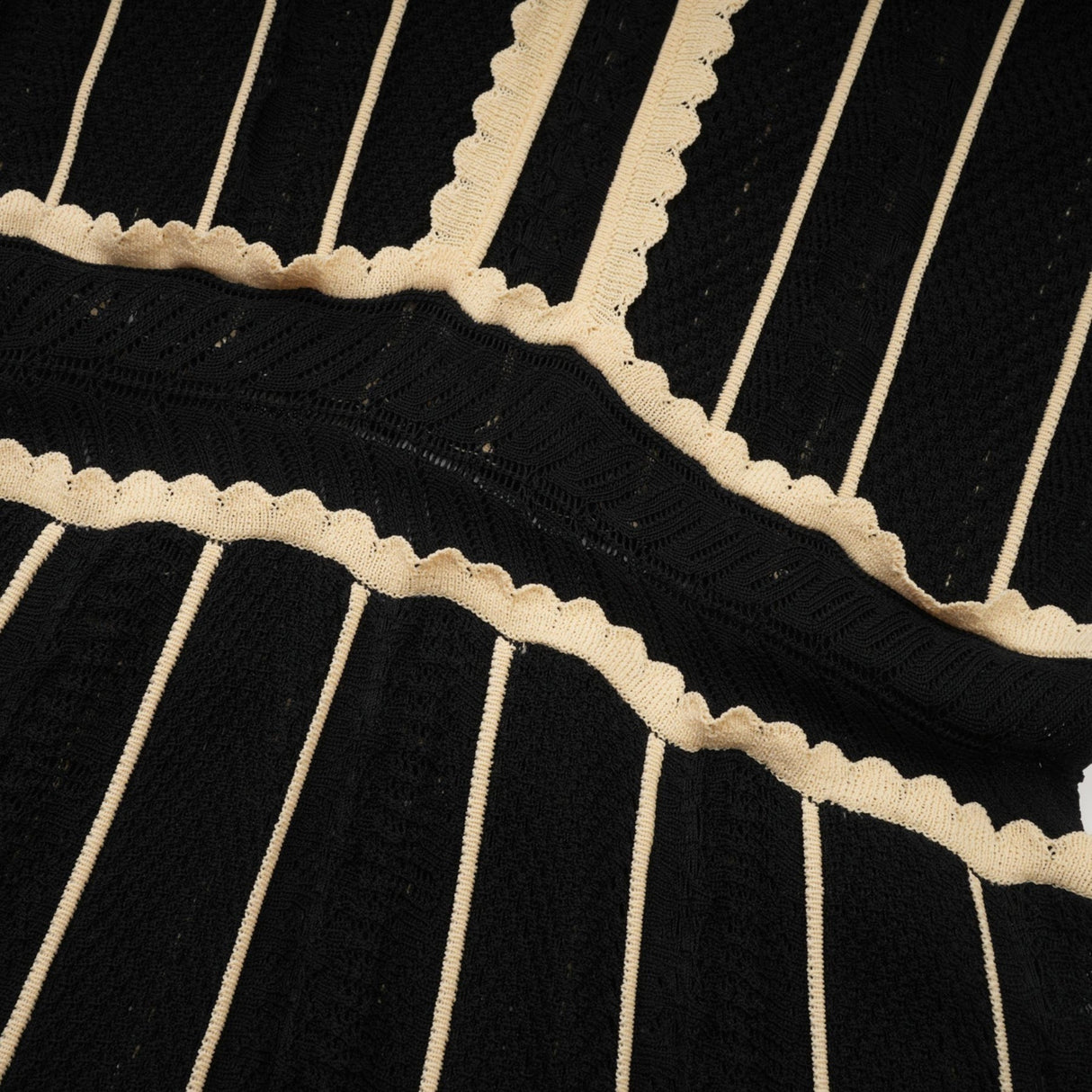 Raffaelina Maxi Dress in Black & White with Vertical Stripes - Netted Design