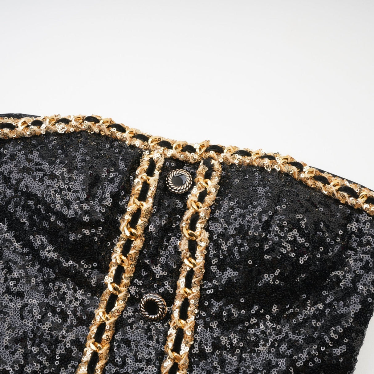 Raffaella Mini Dress Black Sequin Off Shoulder Panel