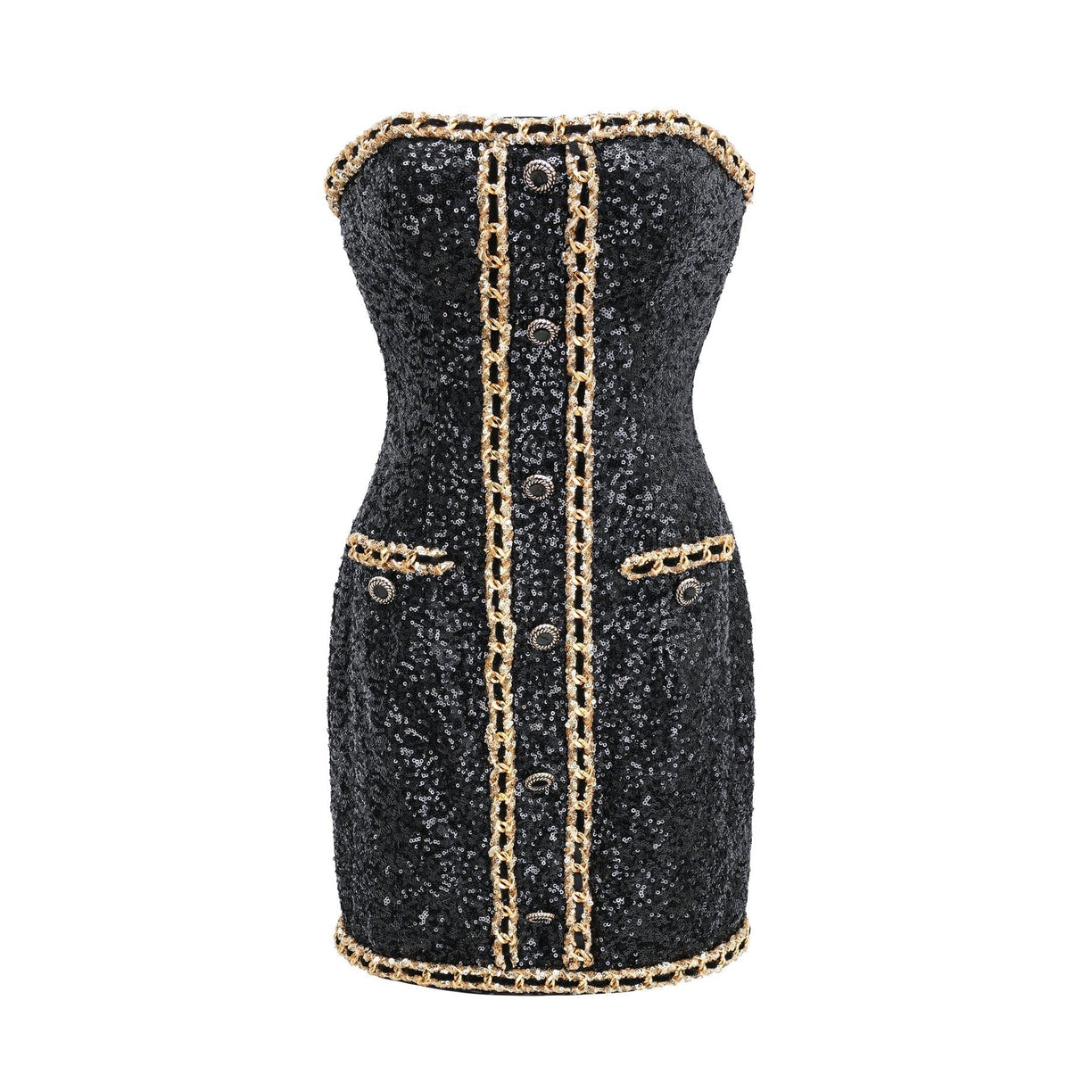 Raffaella Mini Dress Black Sequin Off Shoulder Panel