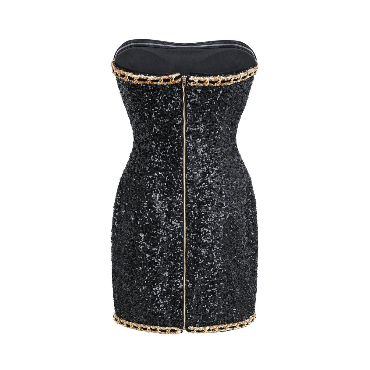 Raffaella Mini Dress Black Sequin Off Shoulder Panel
