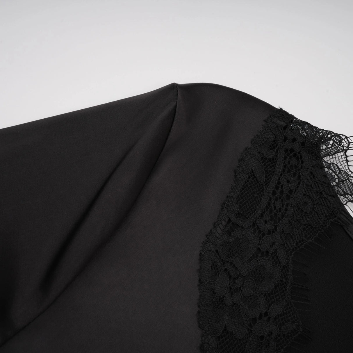 Raphaëlle Black Lace Panel Satin Maxi Dress