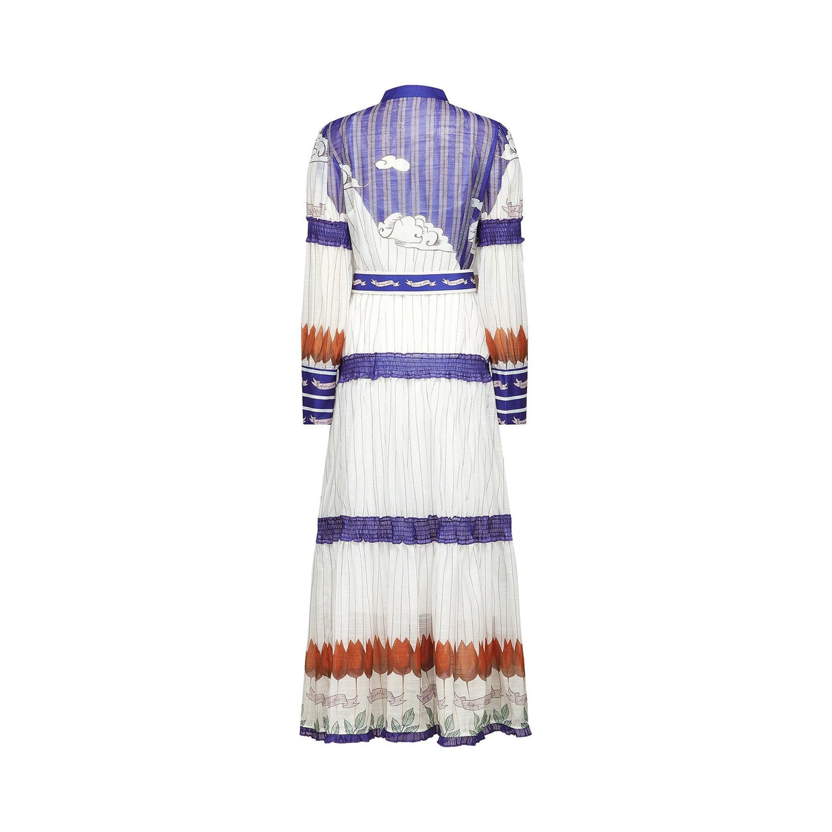 Raphaëlle Colorblock Linen Midi Dress With Belt and Pleated Detail