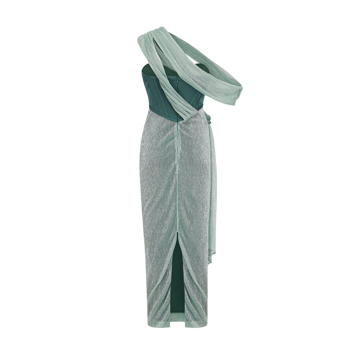 Raven Maxi Dress in Vibrant Green with Mono Shoulder