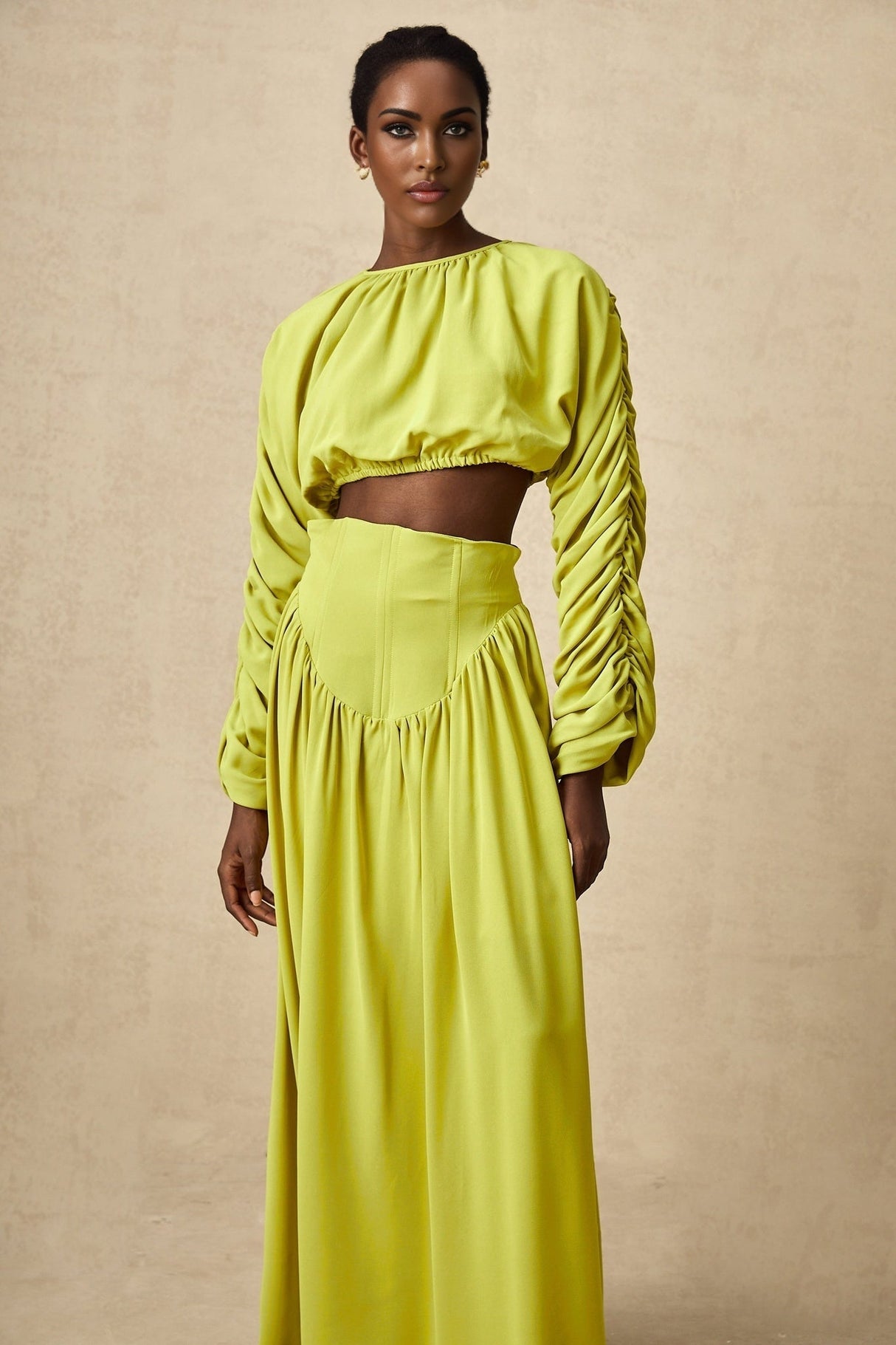 Raven Skirt & Top Set in Lime Green