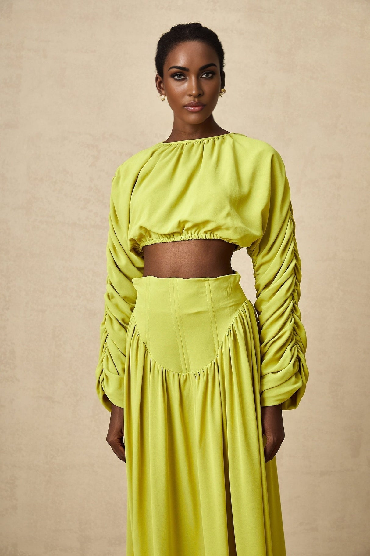 Raven Skirt & Top Set in Lime Green