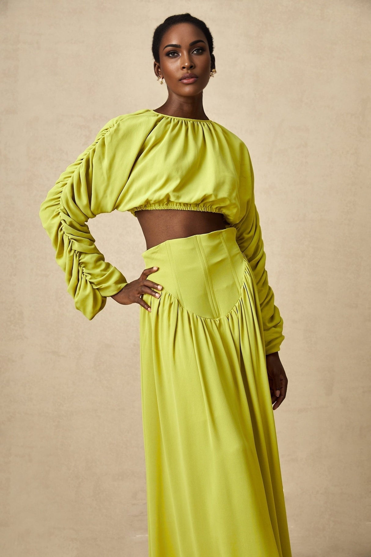 Raven Skirt & Top Set in Lime Green