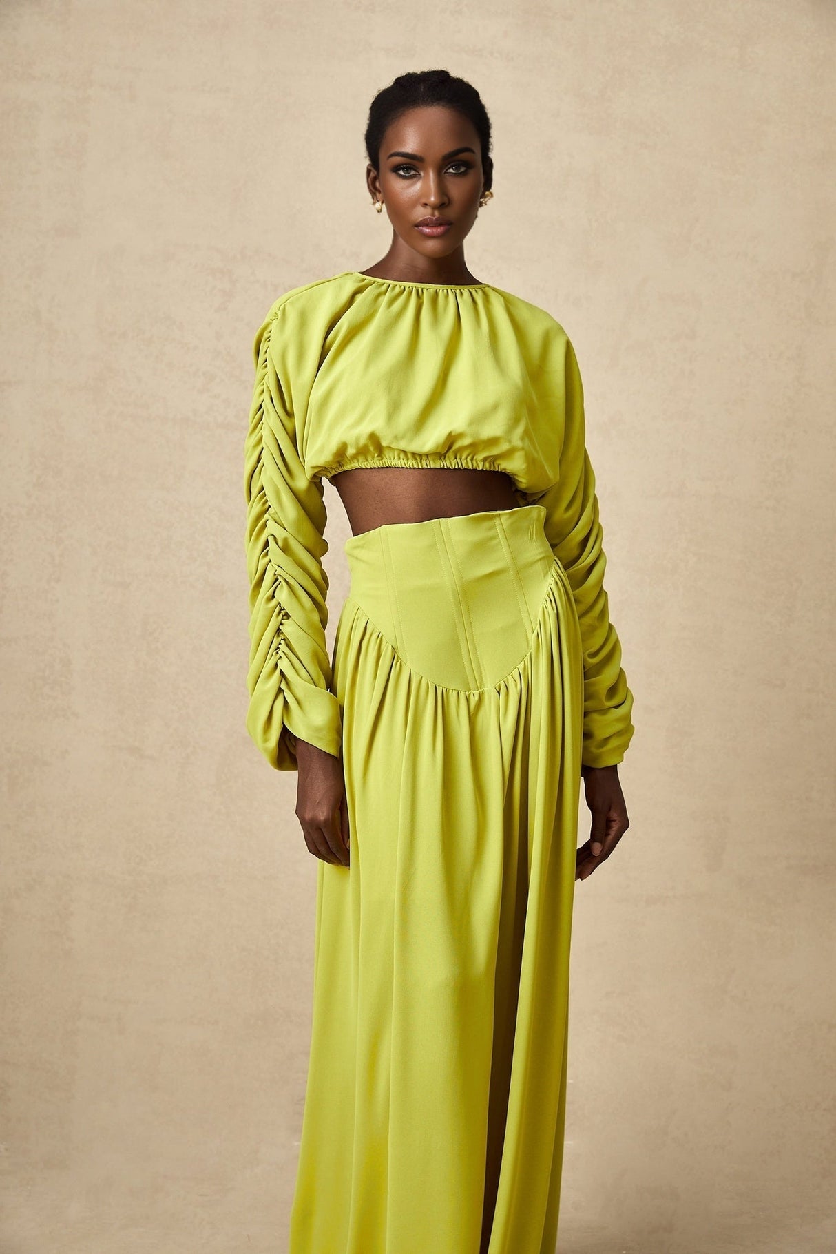 Raven Skirt & Top Set in Lime Green