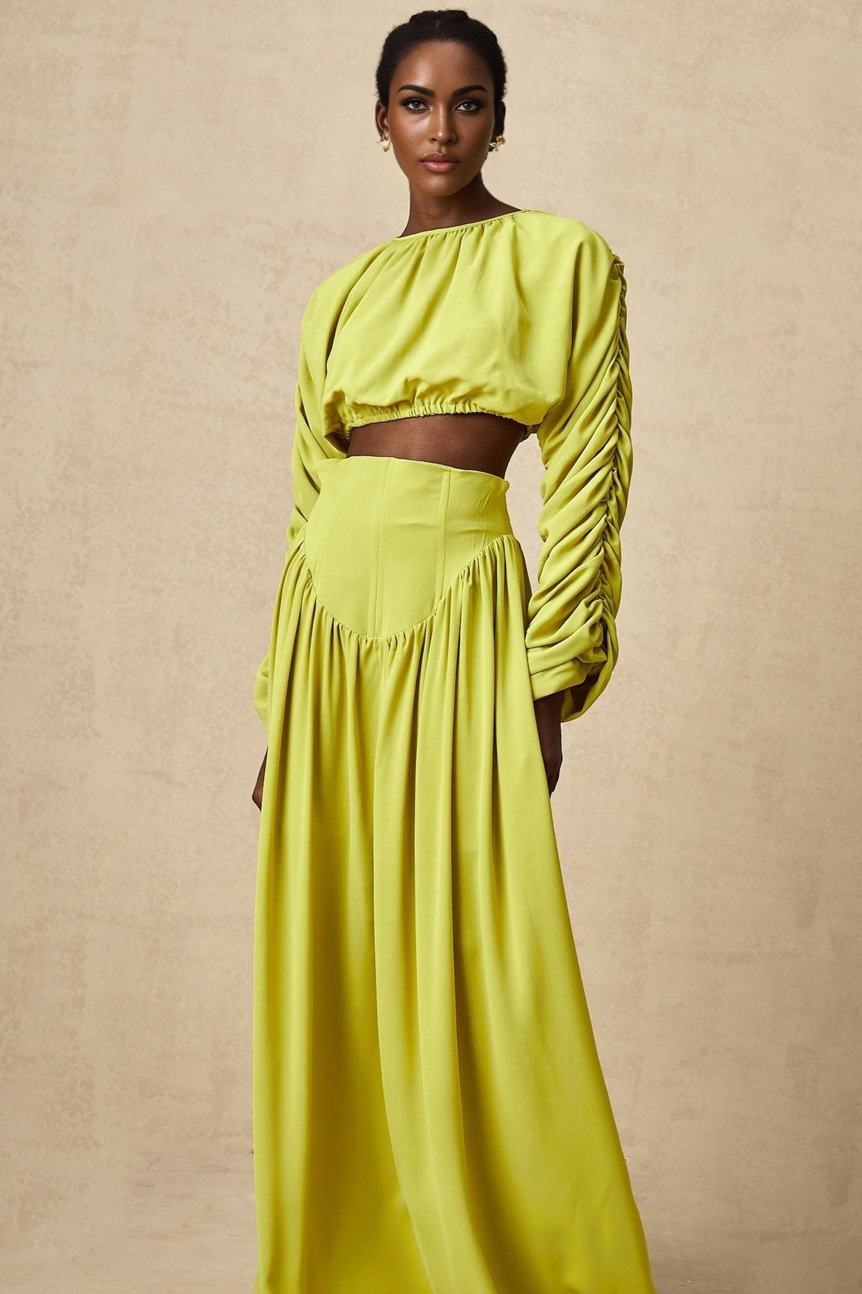 Raven Skirt & Top Set in Lime Green