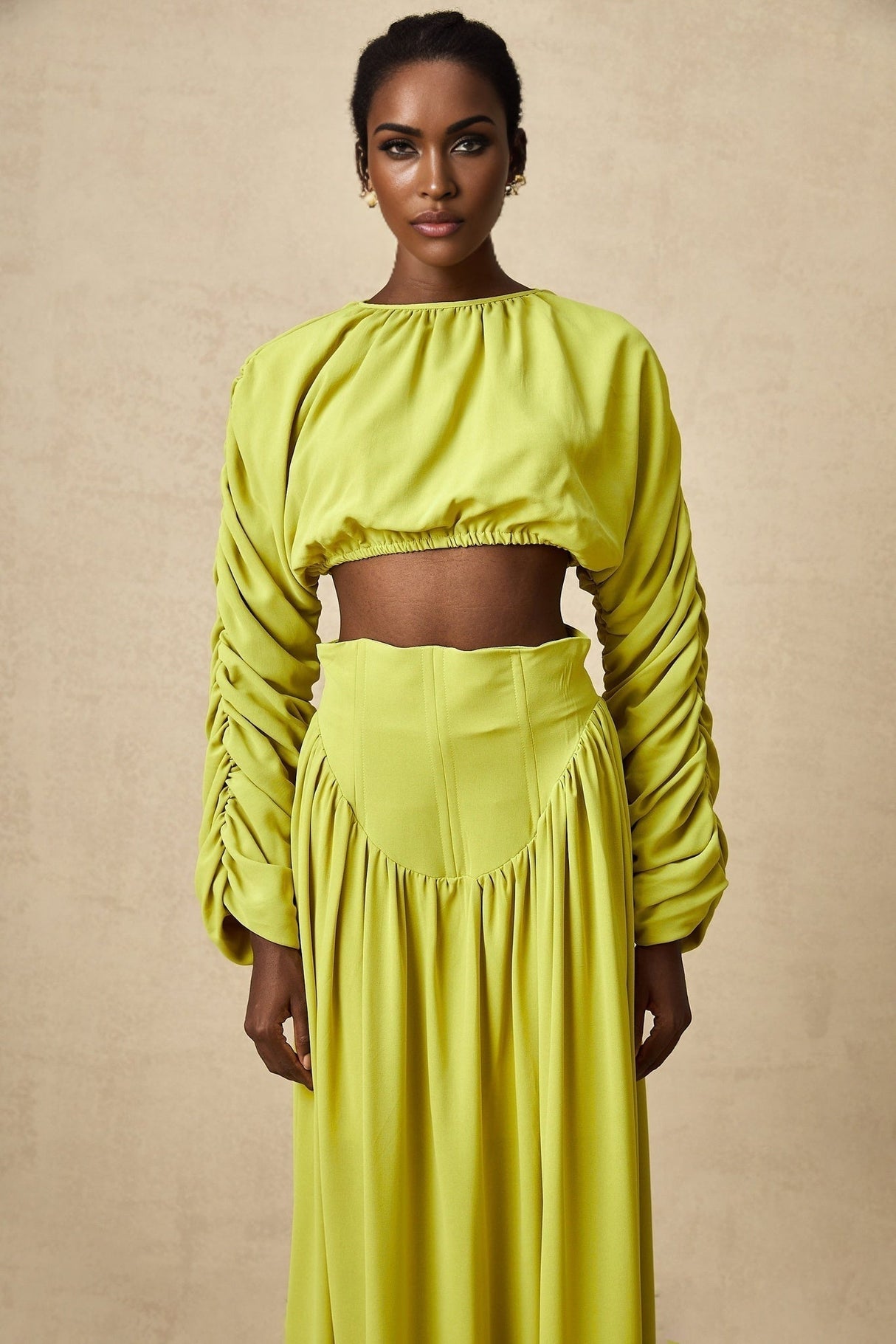 Raven Skirt & Top Set in Lime Green