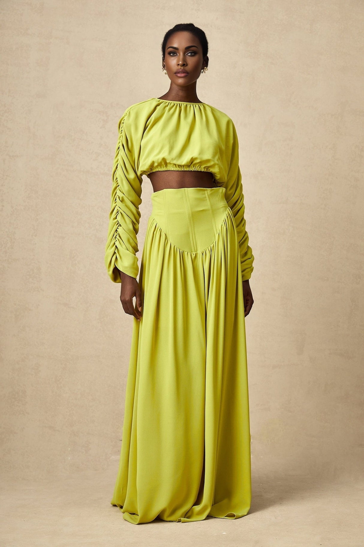 Raven Skirt & Top Set in Lime Green