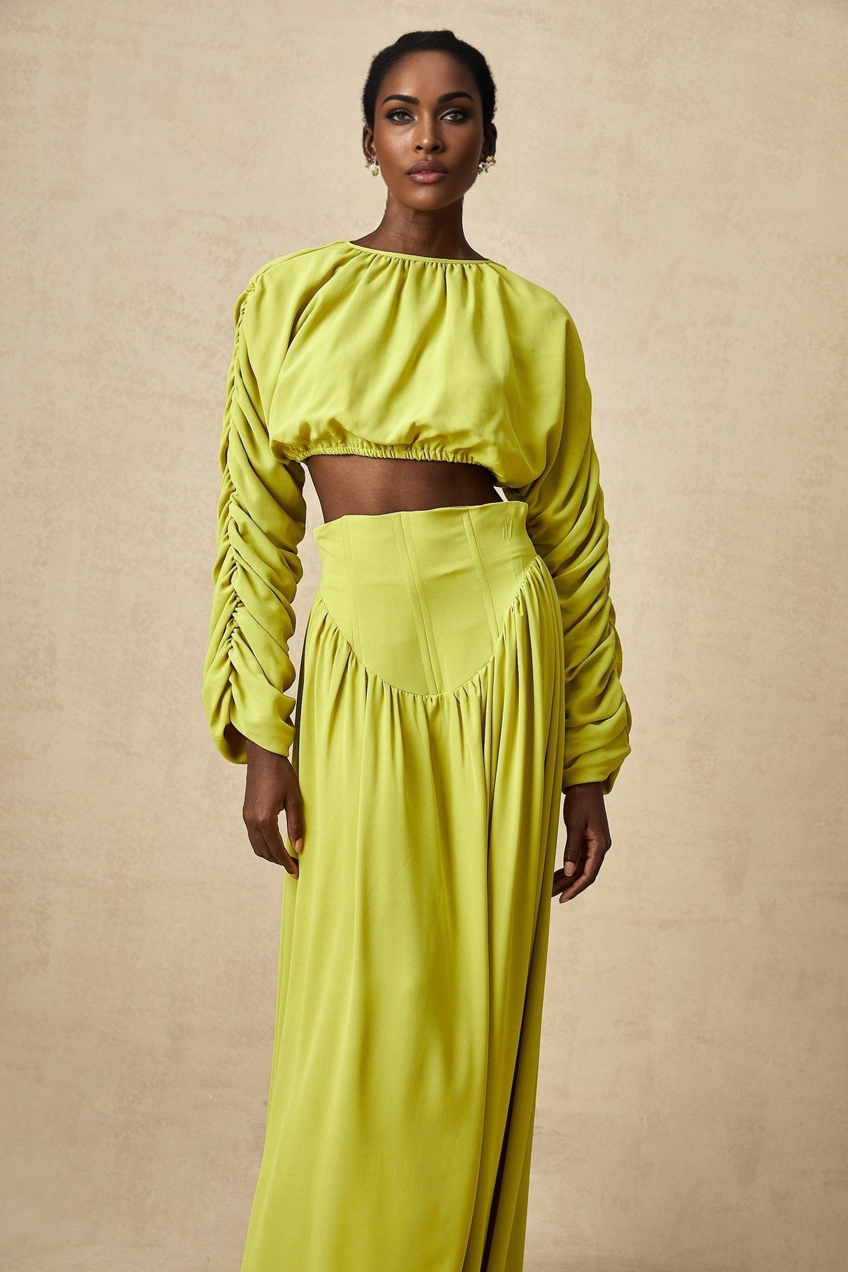 Raven Skirt & Top Set in Lime Green