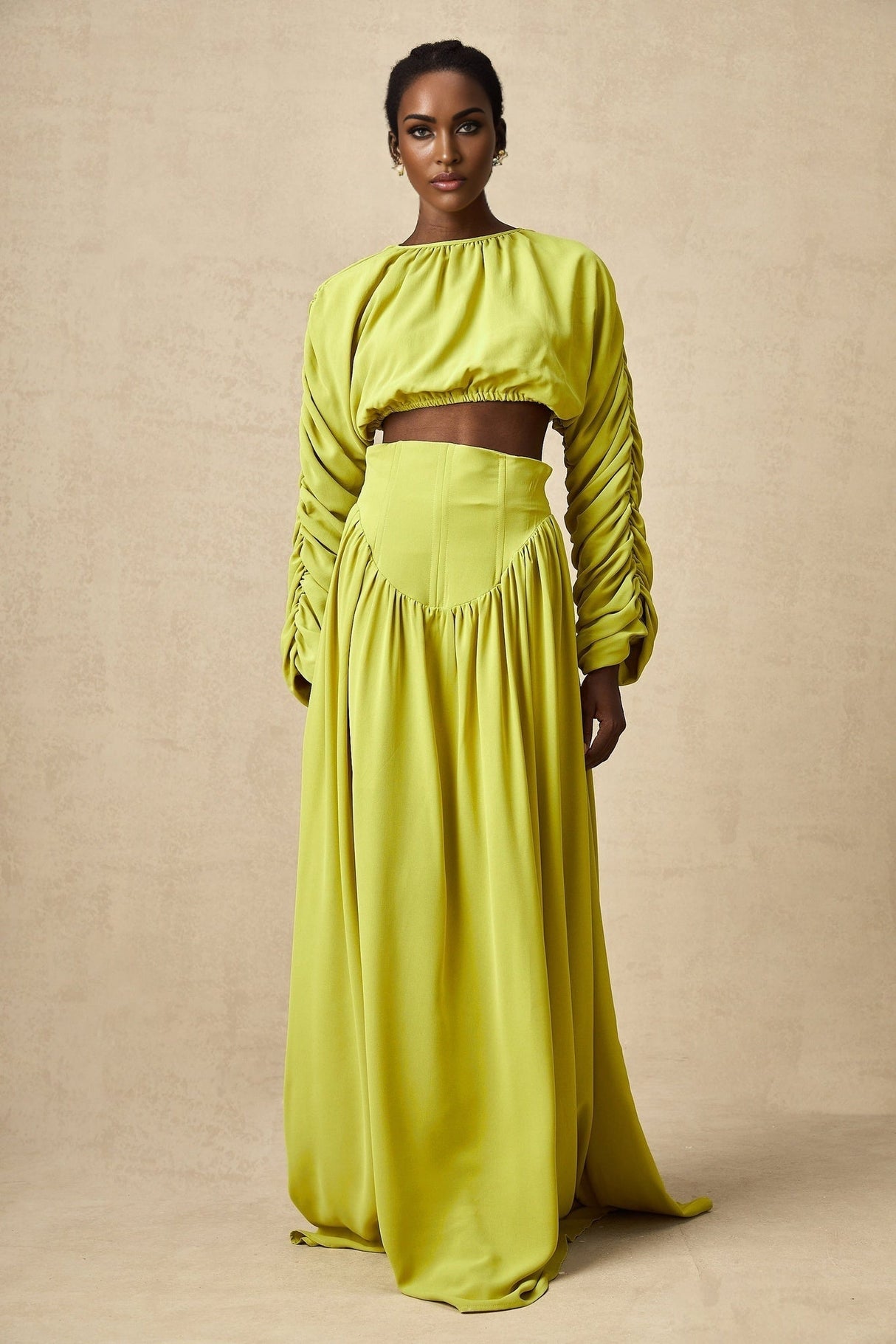 Raven Skirt & Top Set in Lime Green