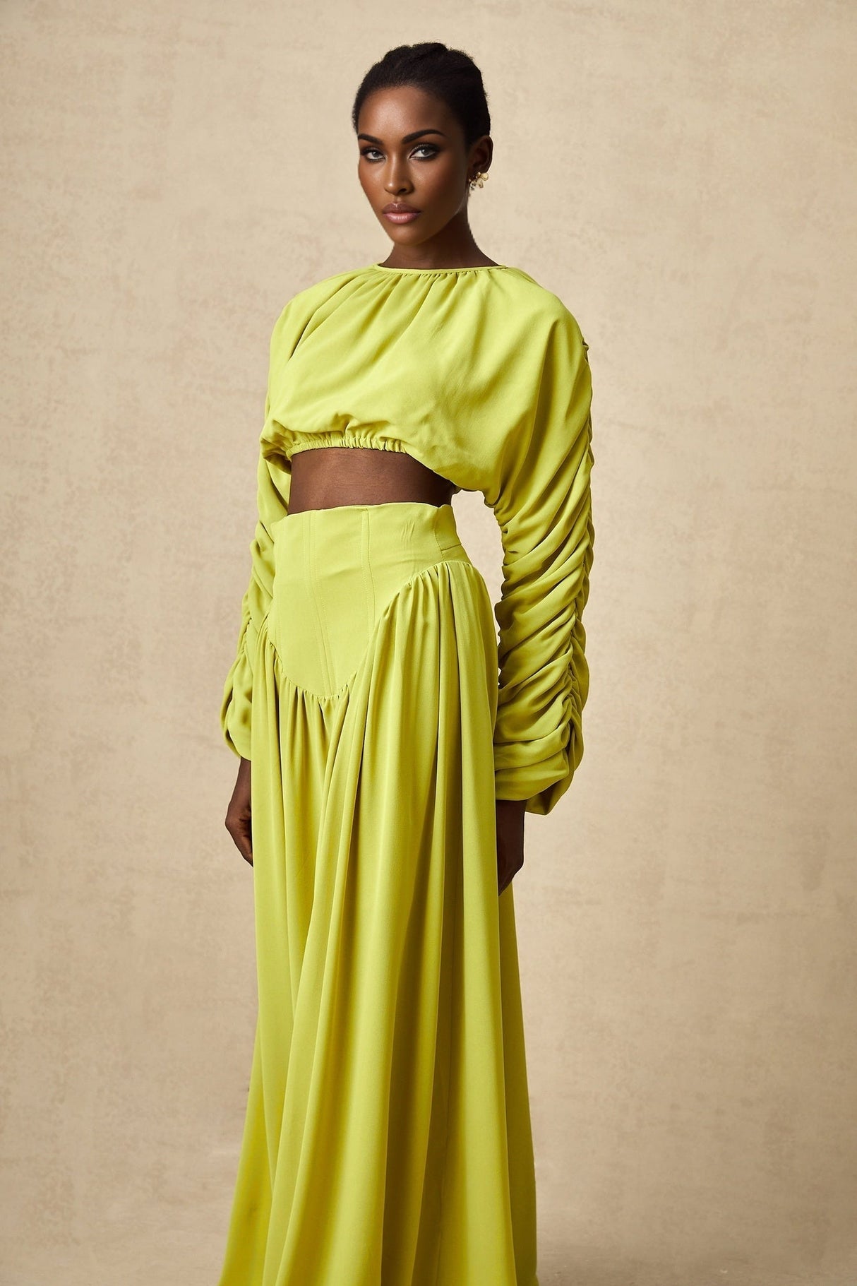 Raven Skirt & Top Set in Lime Green