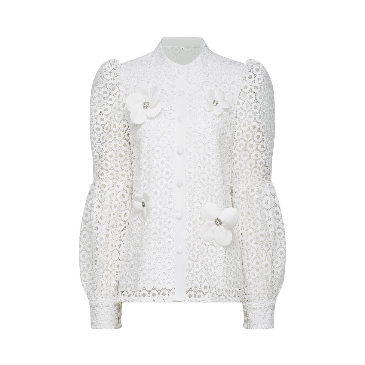 Rebecca Blouse & Shorts White Faux Flower Crystal Set