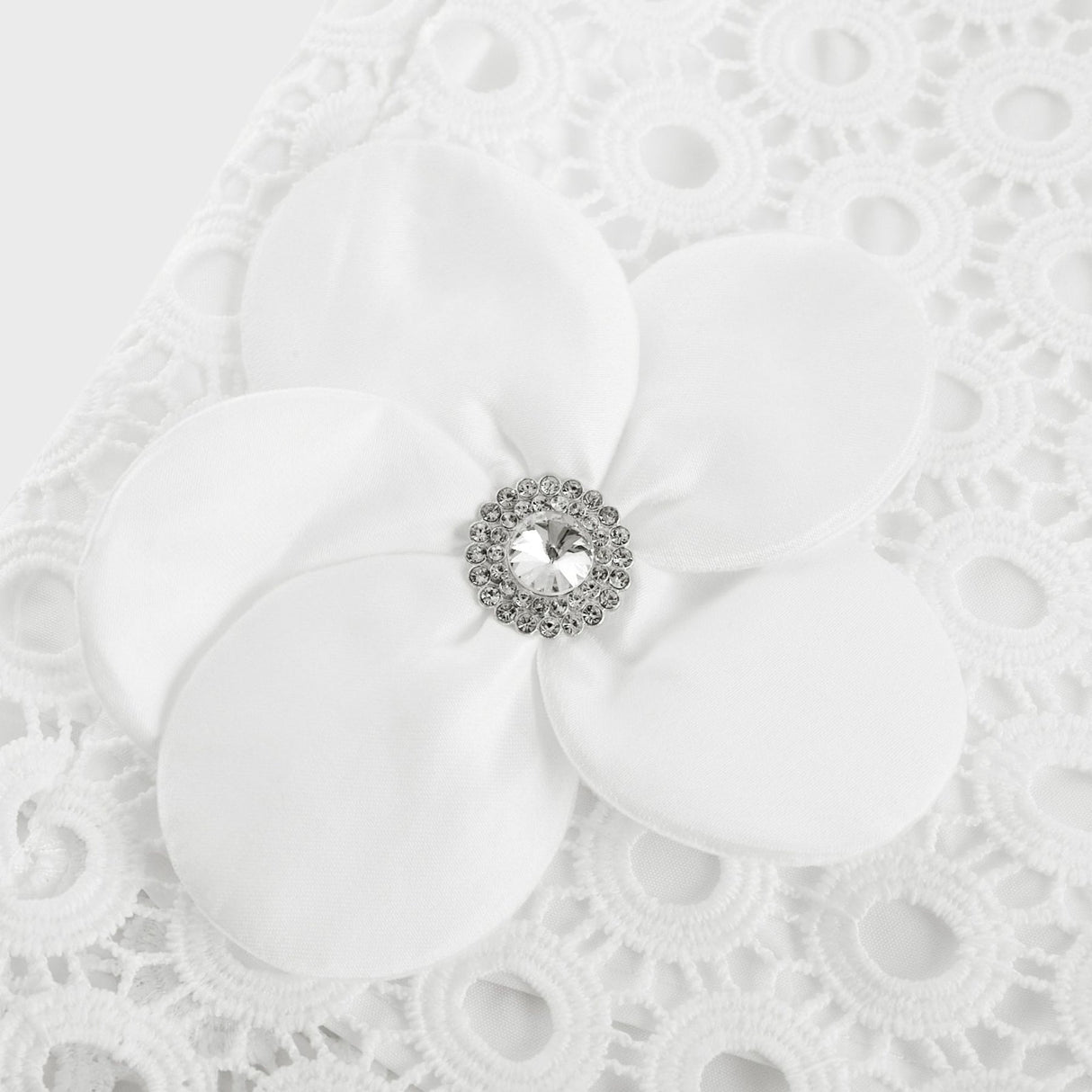 Rebecca Blouse & Shorts White Faux Flower Crystal Set