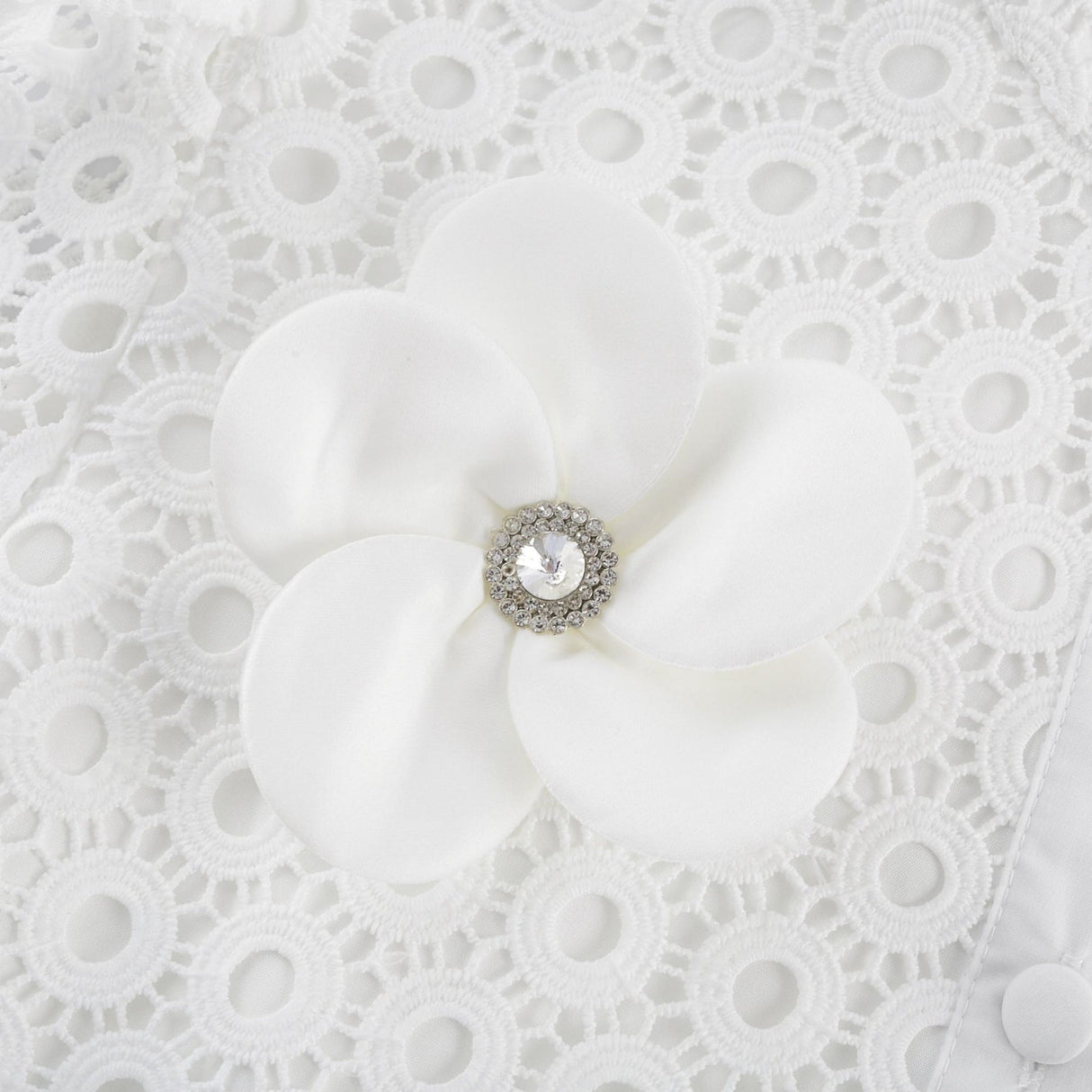 Rebecca Blouse & Shorts White Faux Flower Crystal Set