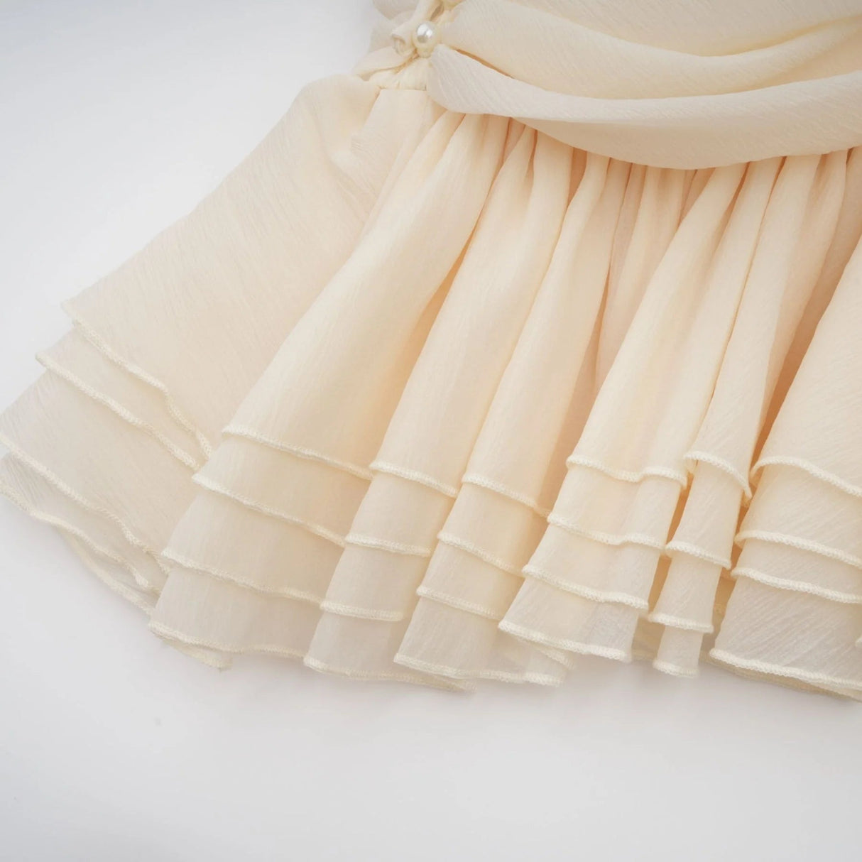 Rebecca Mini Dress White Halter - neck Faux - Pearl Tiered Open - Back