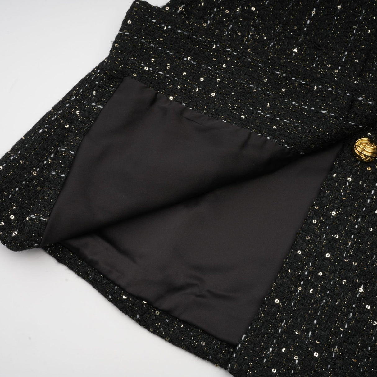 Rebecca Sequin Mini Dress Black Tweed & Sequin