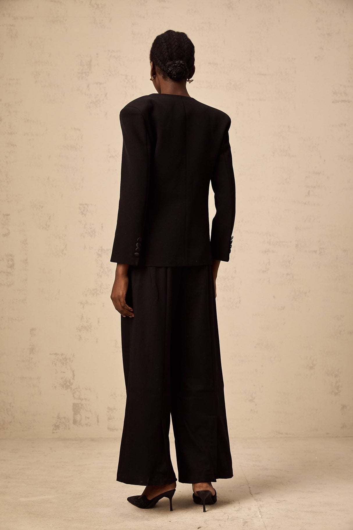 Renata Blazer Renata Floral Crystal Embellished Black Double Breasted