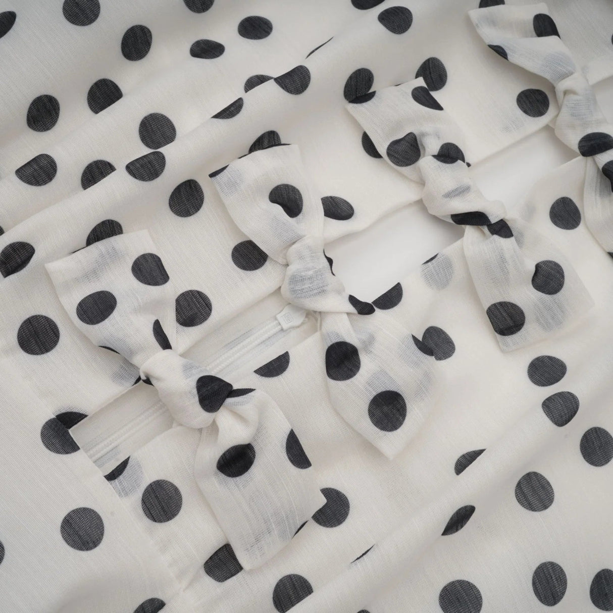 Renata Midi Dress White & Black Polka - Dot Bow Cut - Out