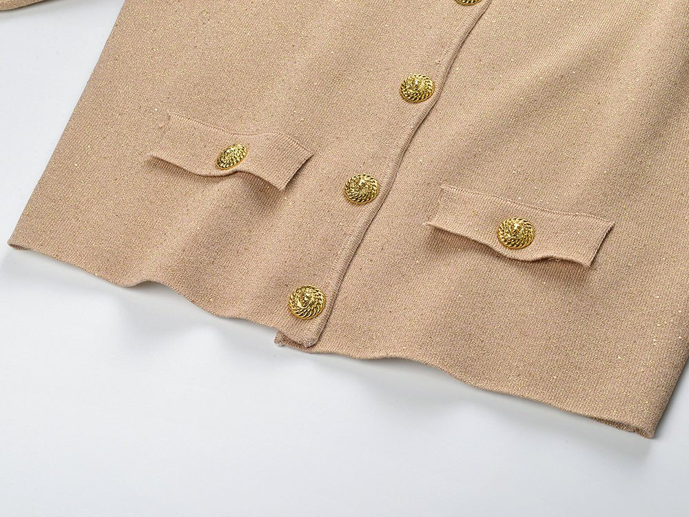 Rhea Knit Jacket – Cropped Length – Feather Cuffs – Tailored Fit