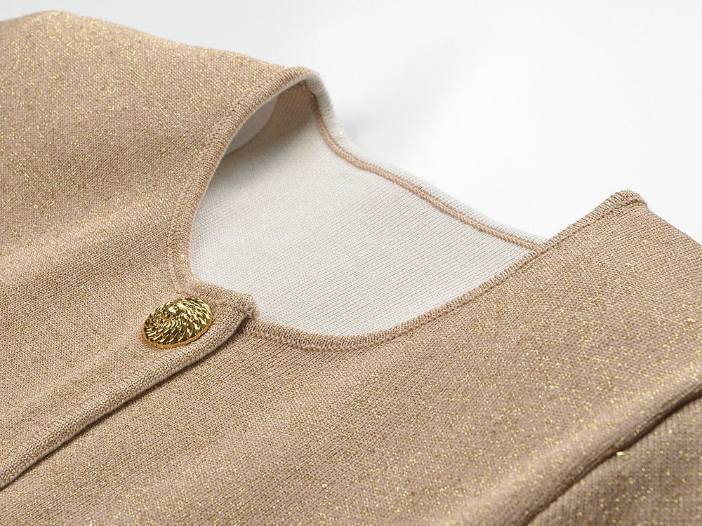 Rhea Knit Jacket – Cropped Length – Feather Cuffs – Tailored Fit