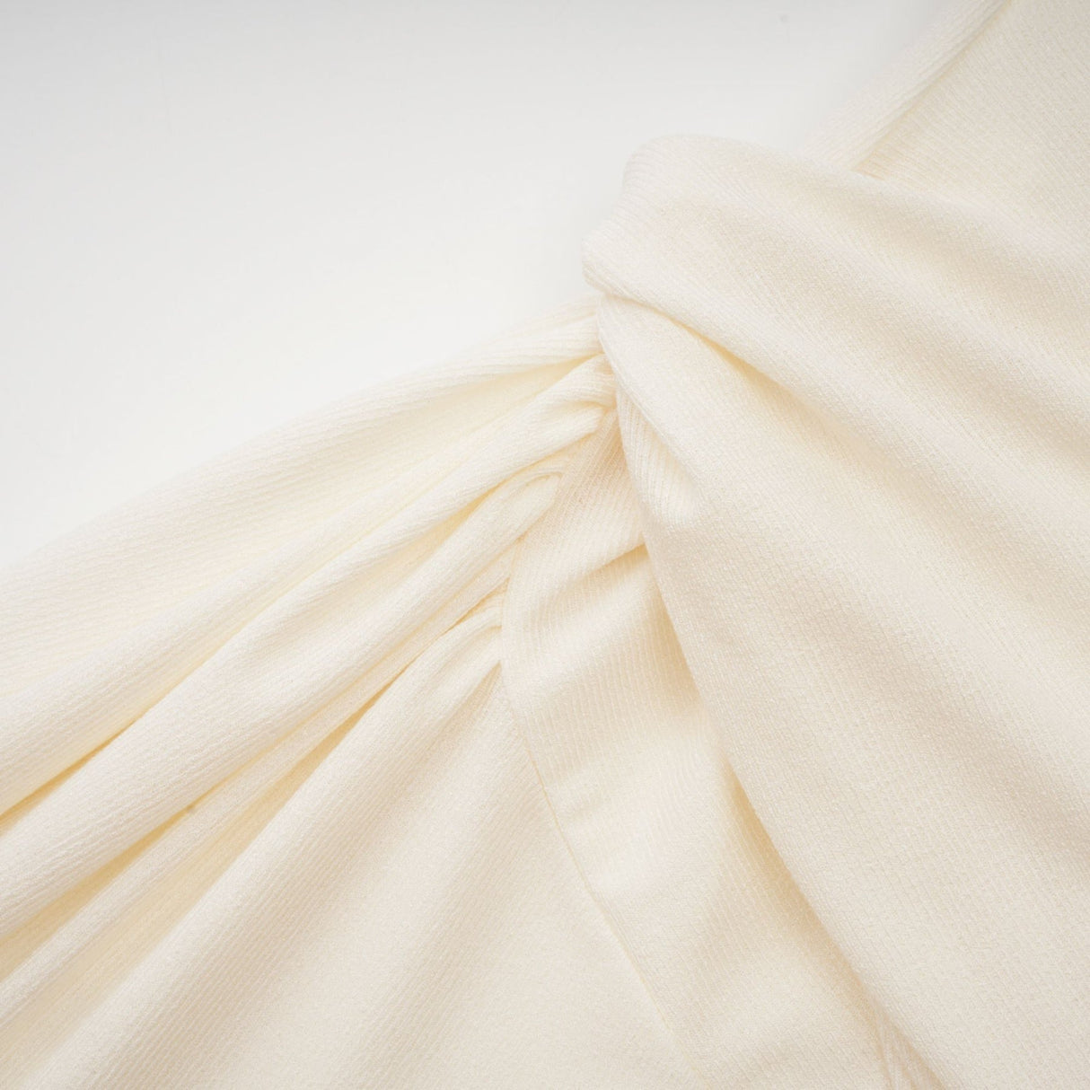 Riccarda Midi Dress White Draped Asymmetric Hem Ruched Detailing