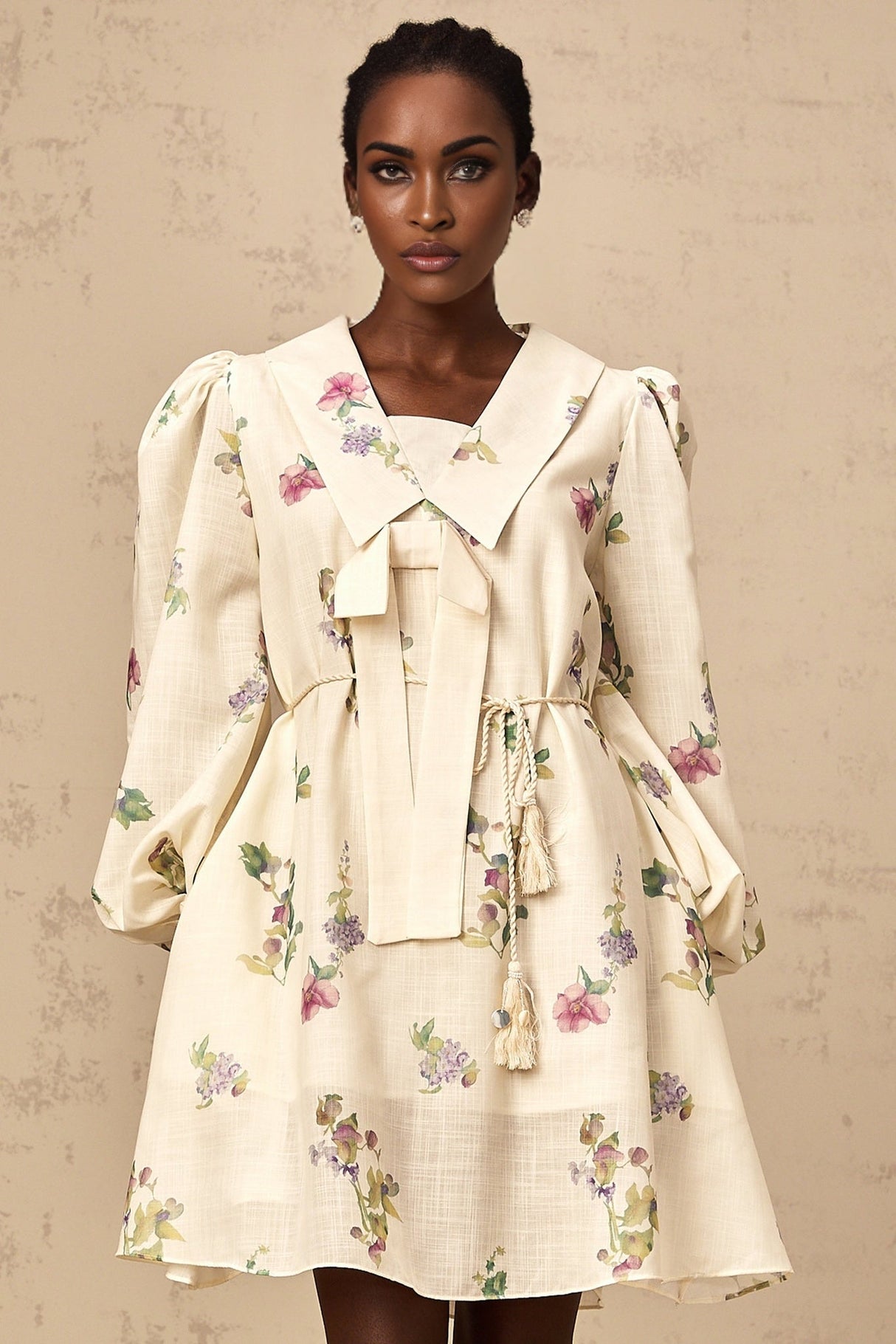 Riley Floral Mini Dress with Bowknot Detailing