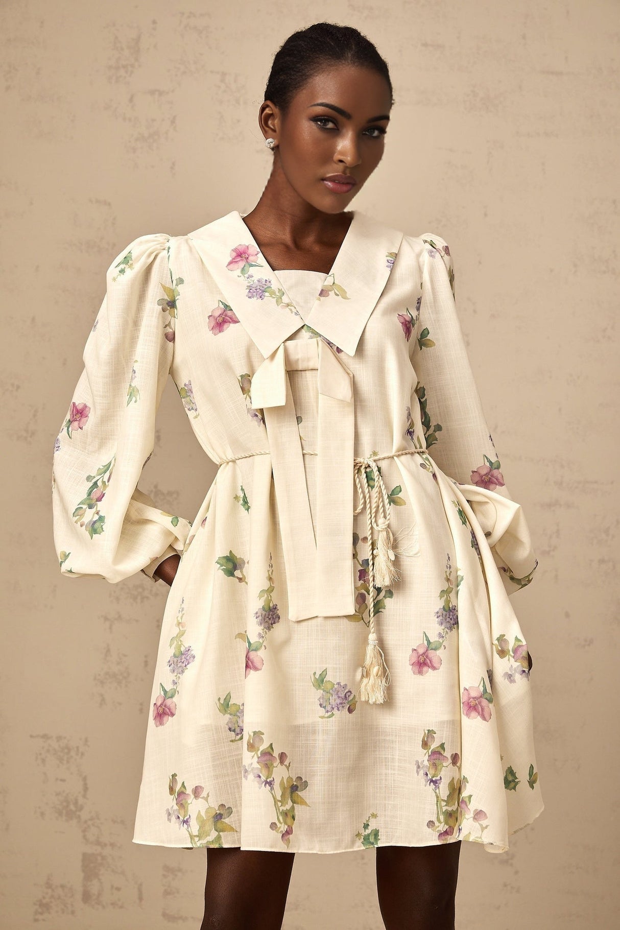 Riley Floral Mini Dress with Bowknot Detailing