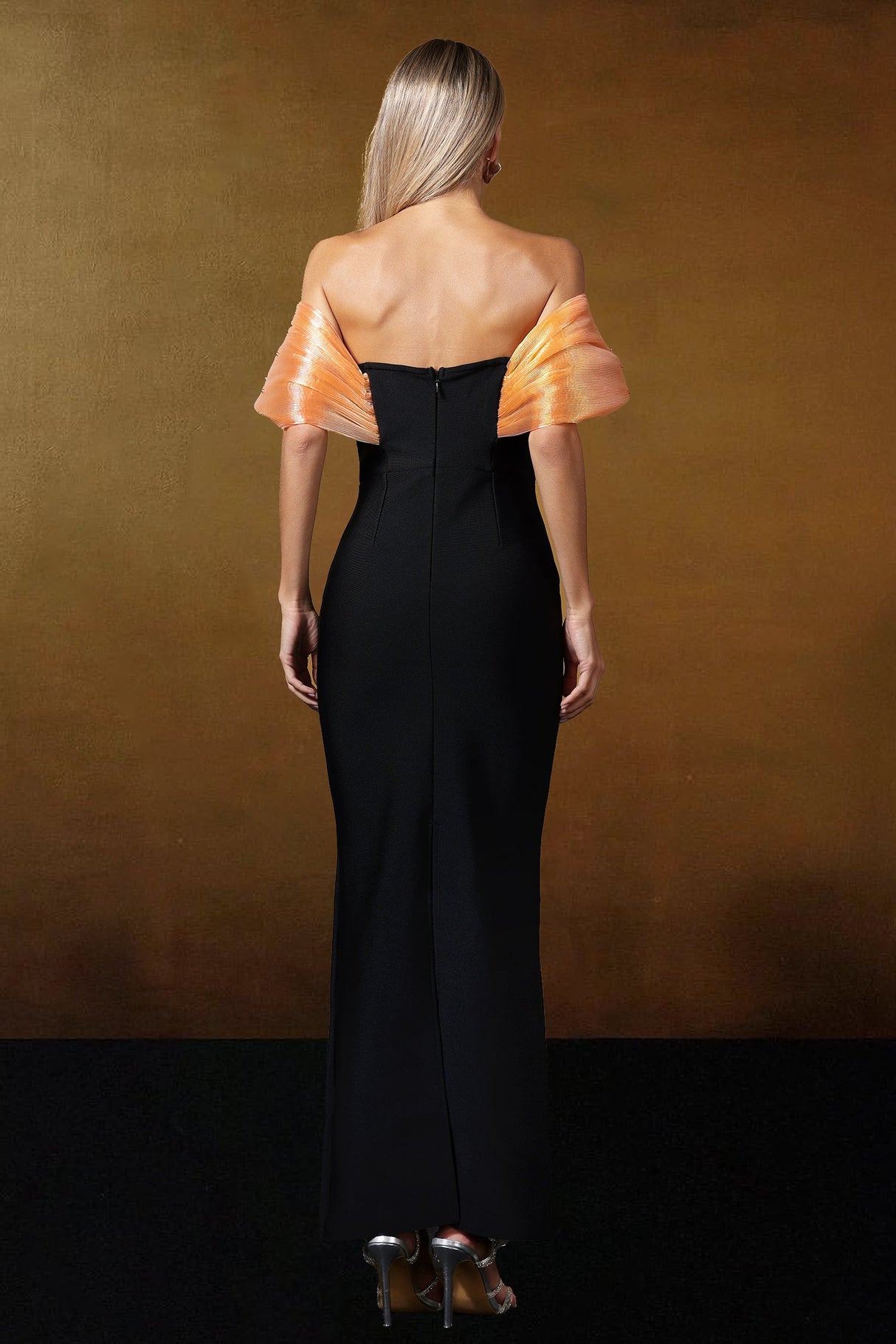 Rina Black One Shoulder Beaded Maxi Dress