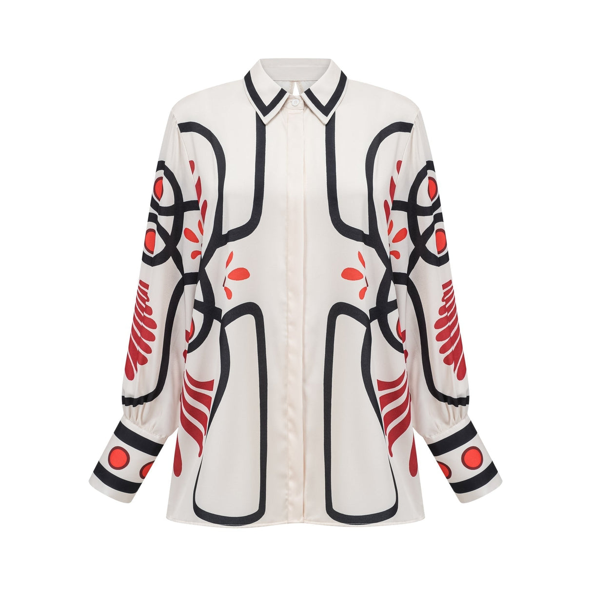 Rinata Shirt & Trousers White Multicolor Graphic Print Set