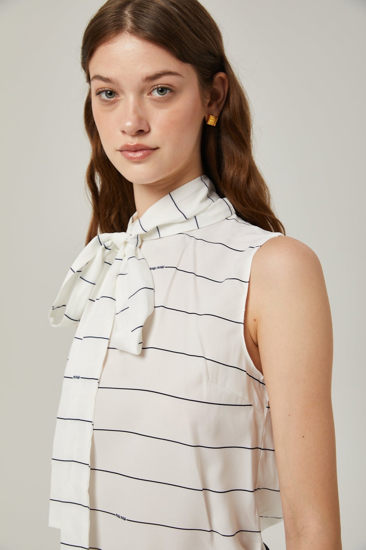 Rinata Top & Skirt Striped White Matching Set