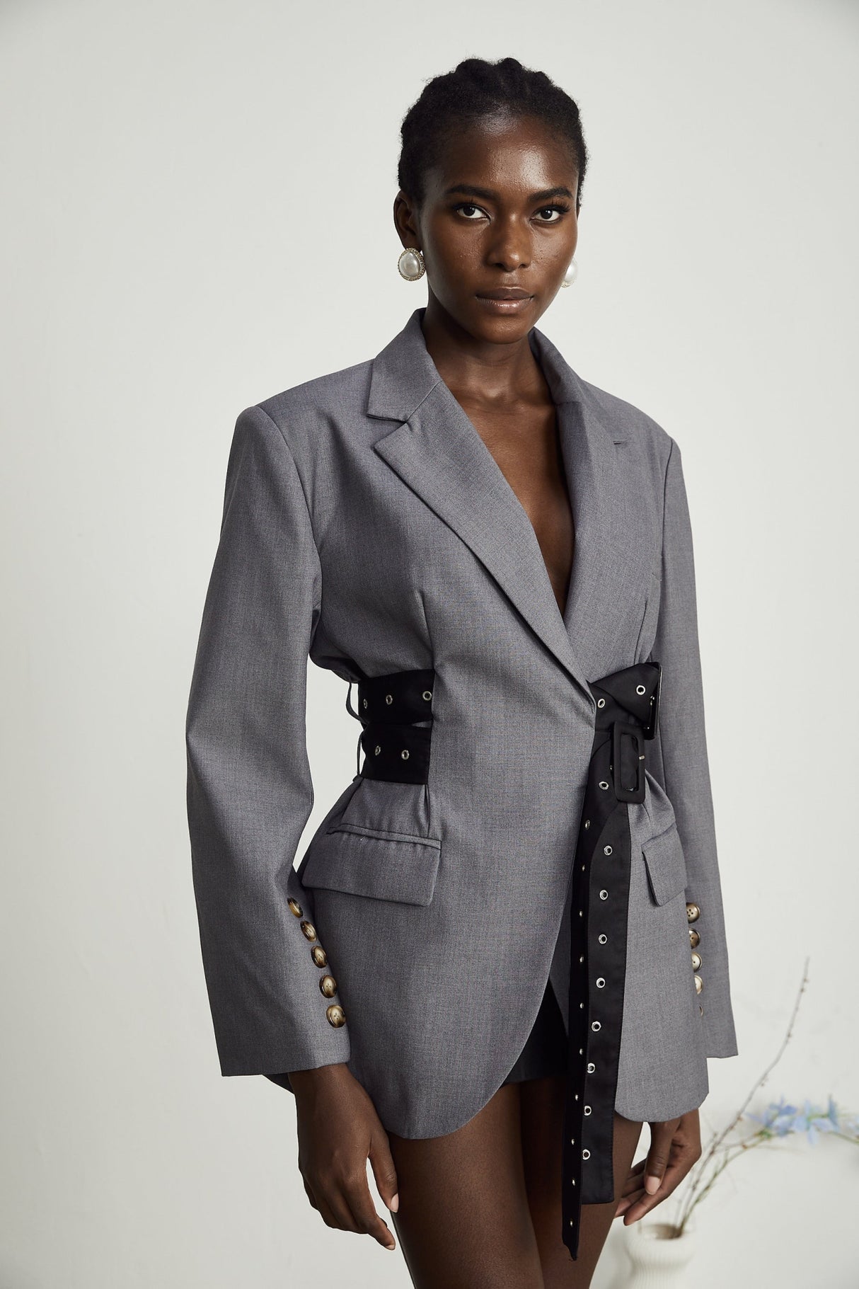 Rita Blazer with Belted Waist & Side Pockets