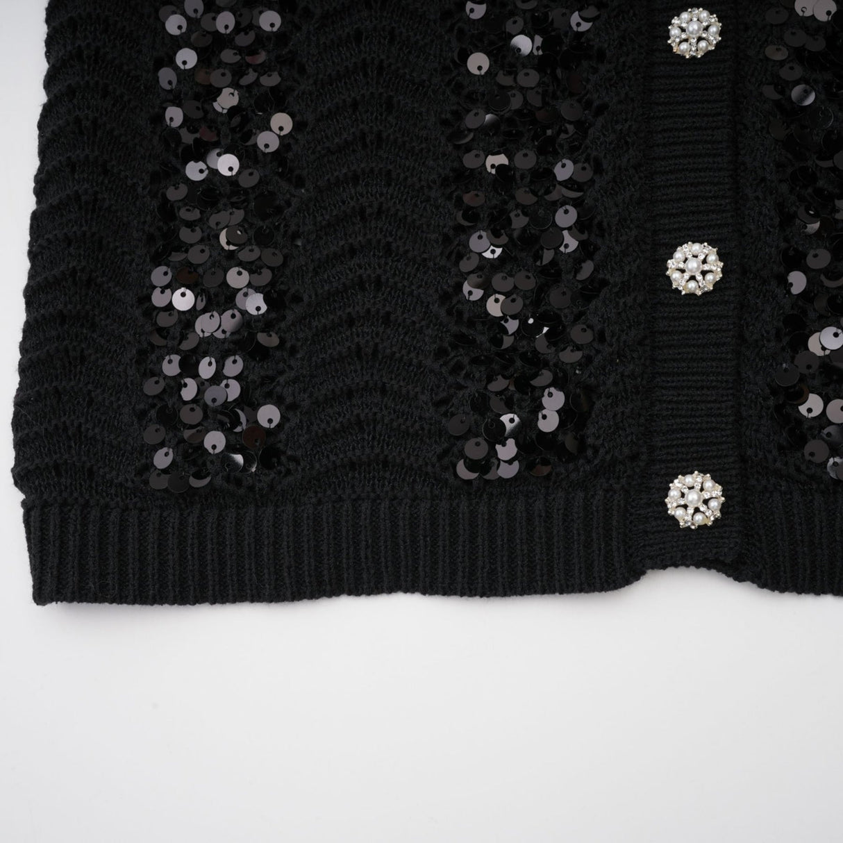 Rita Cardigan & Skirt Black Sequin Crochet Matching Set