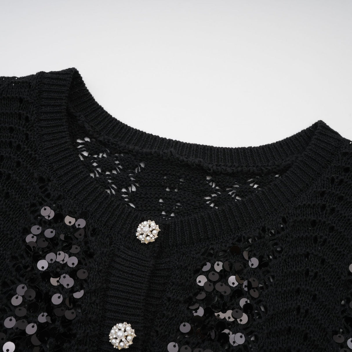 Rita Cardigan & Skirt Black Sequin Crochet Matching Set