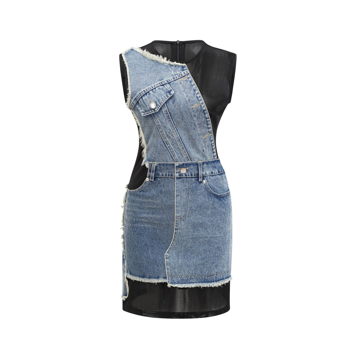 Rita Denim Patchwork Sleeveless Dress