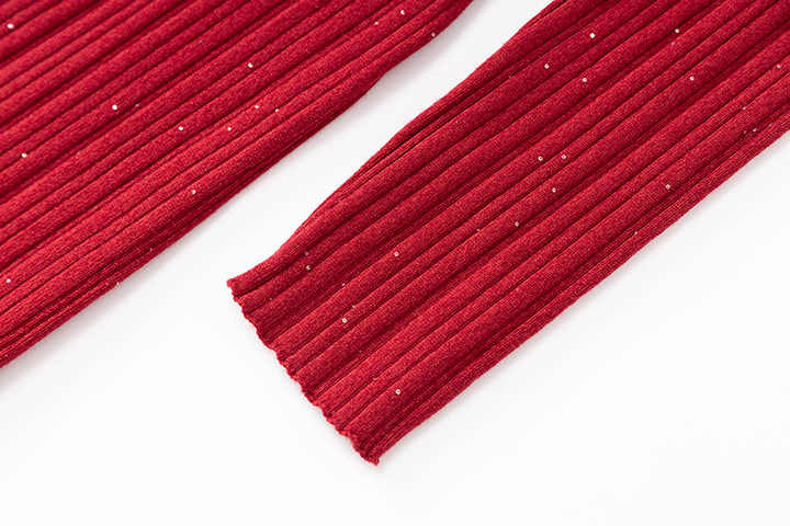 Rita Dress - Bodycon Fit - Polo Collar - Knee - Length Silhouette - Ribbed Knit With Sparkling Details