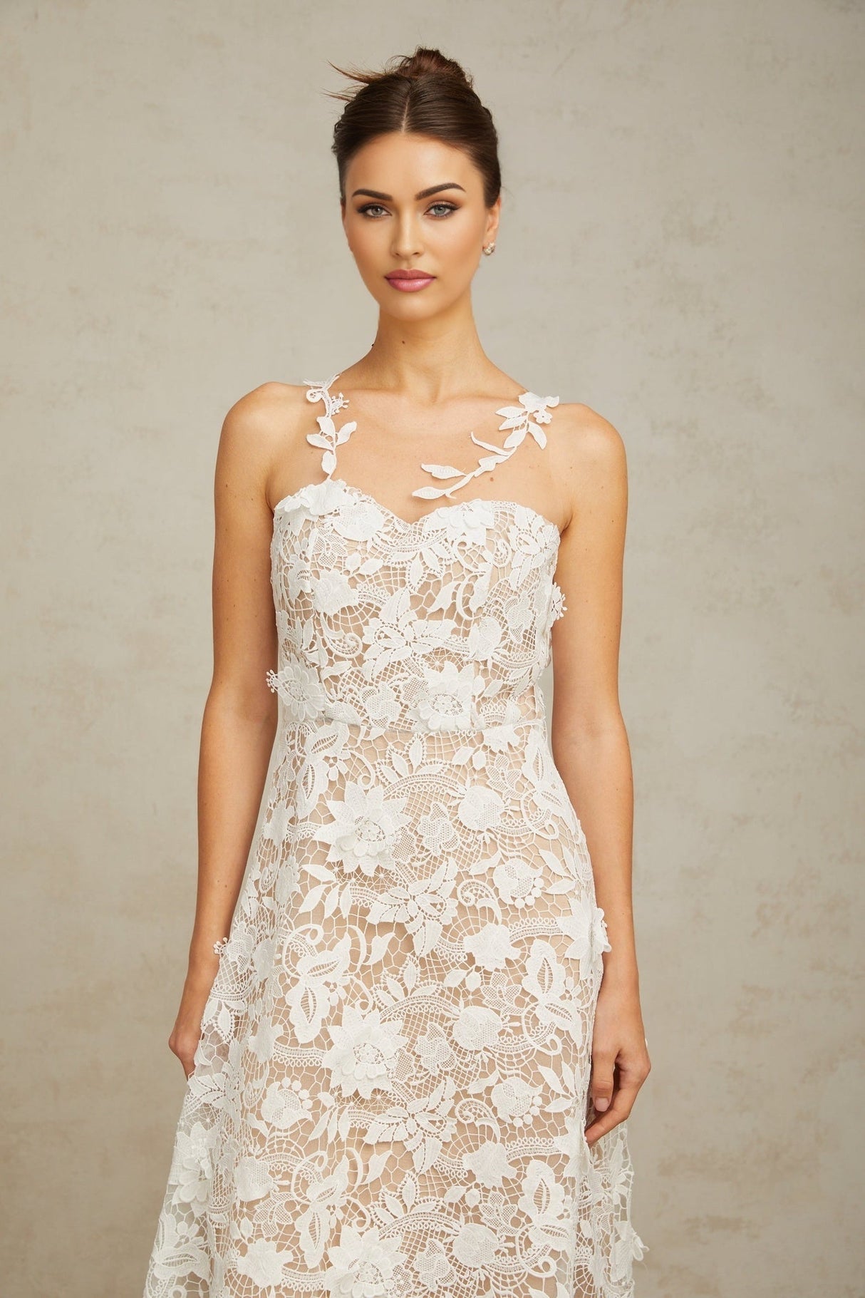 Rita Midi Dress White Lace Tulle Sleeveless & Rear Zip