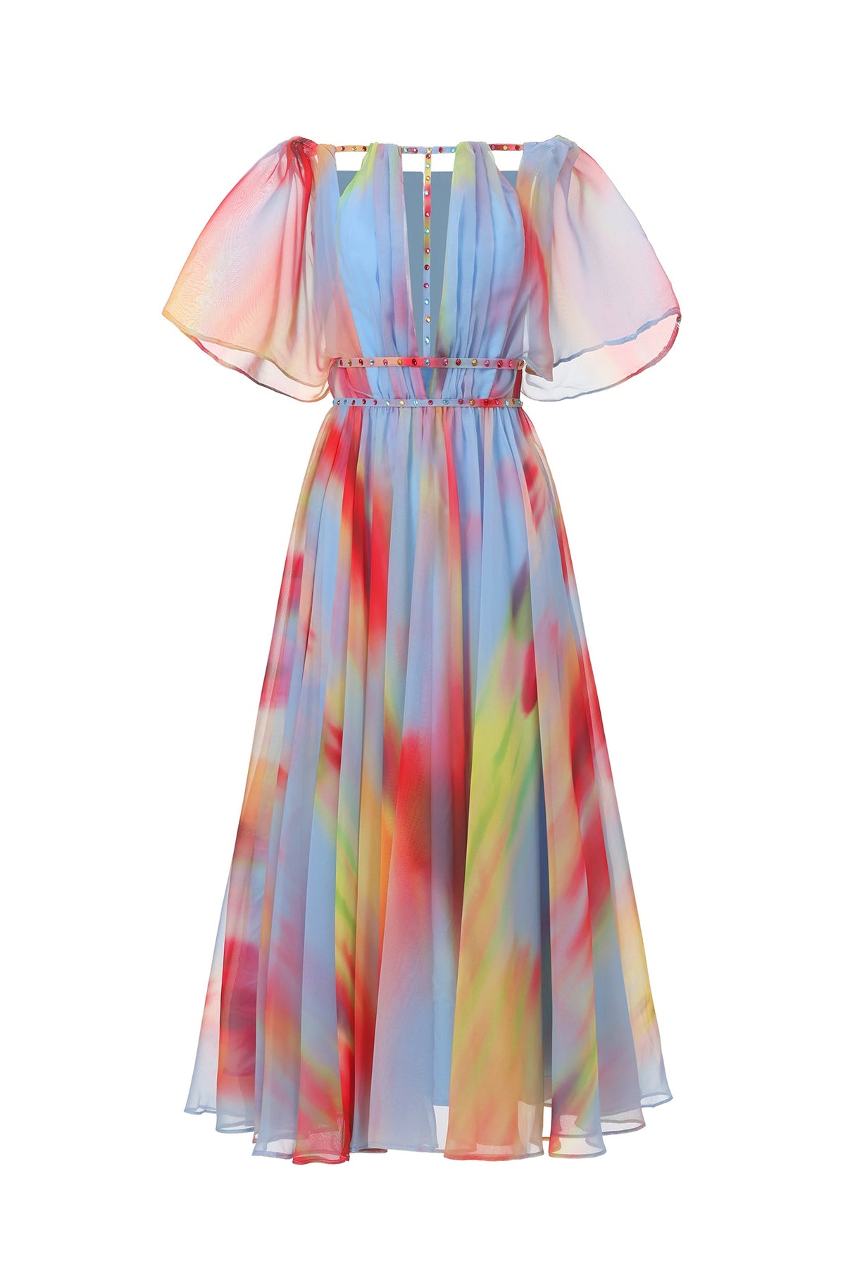 Roberta Multicolor Off-the-Shoulder Hollow Out Dress