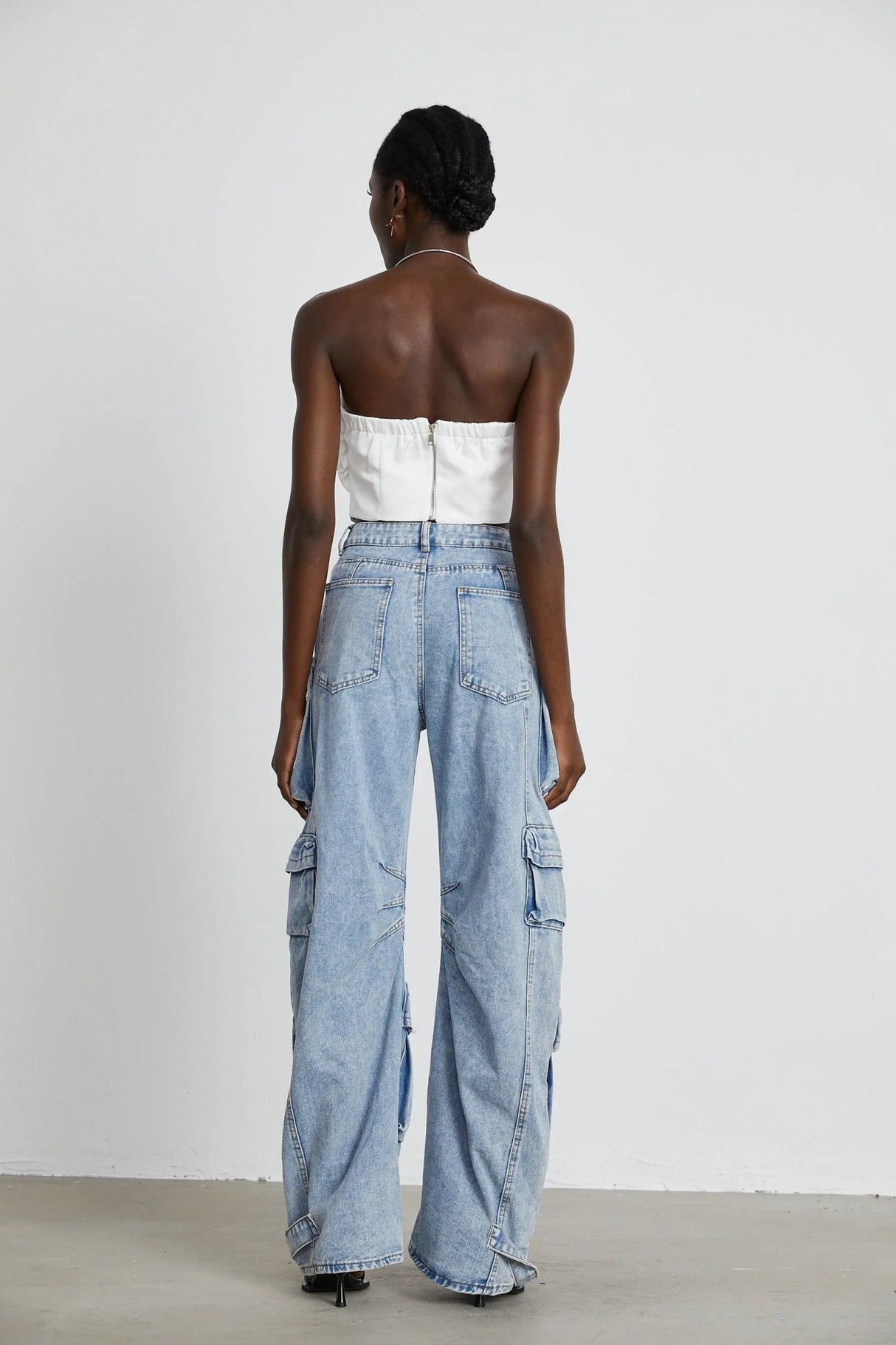 Roberta Trousers Blue High - Waisted Cargo & Wide - Leg Silhouette