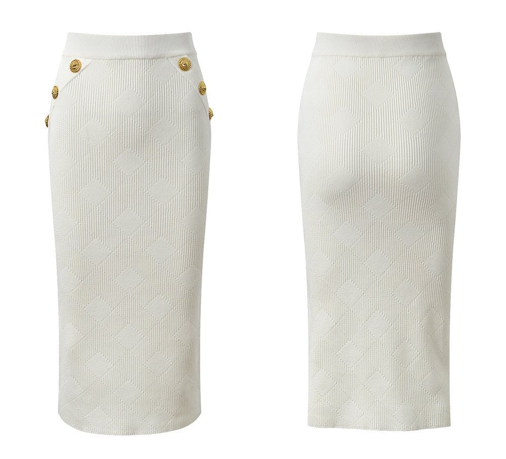 Rory Top & Skirt Set - Cropped Tailored Fit - Textured Pattern - Stylish Button Details - Soft Knit Fabric - Versatile Styling