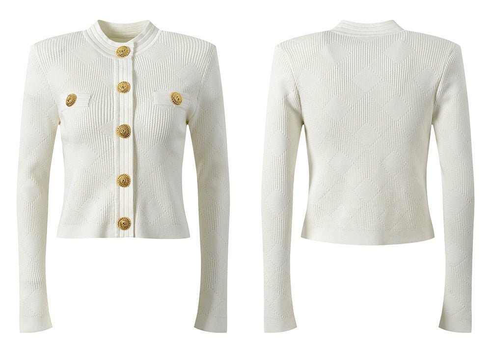 Rory Top & Skirt Set - Cropped Tailored Fit - Textured Pattern - Stylish Button Details - Soft Knit Fabric - Versatile Styling