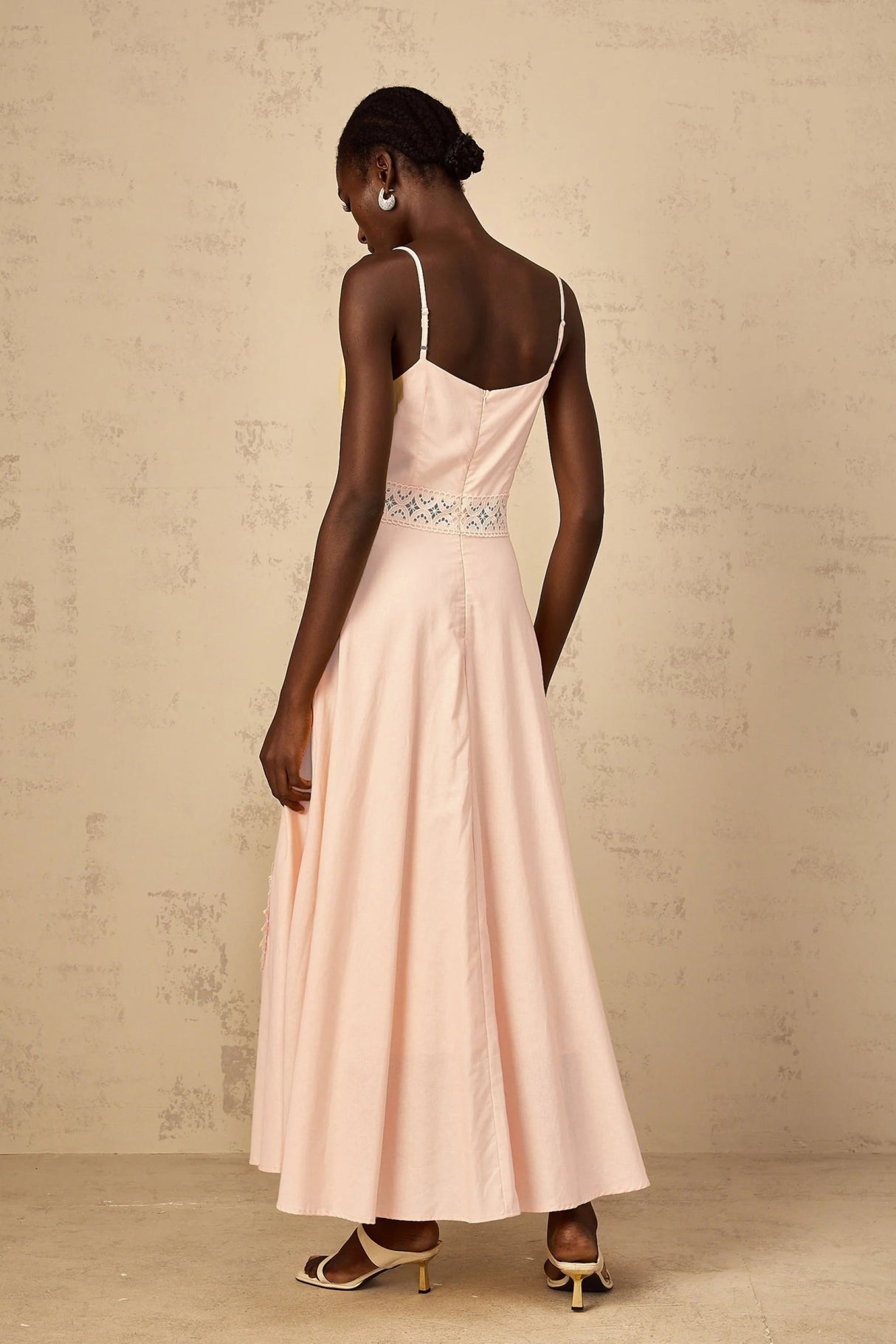 Rosangela Blouse & Dress Set with Lace Accents in Pink