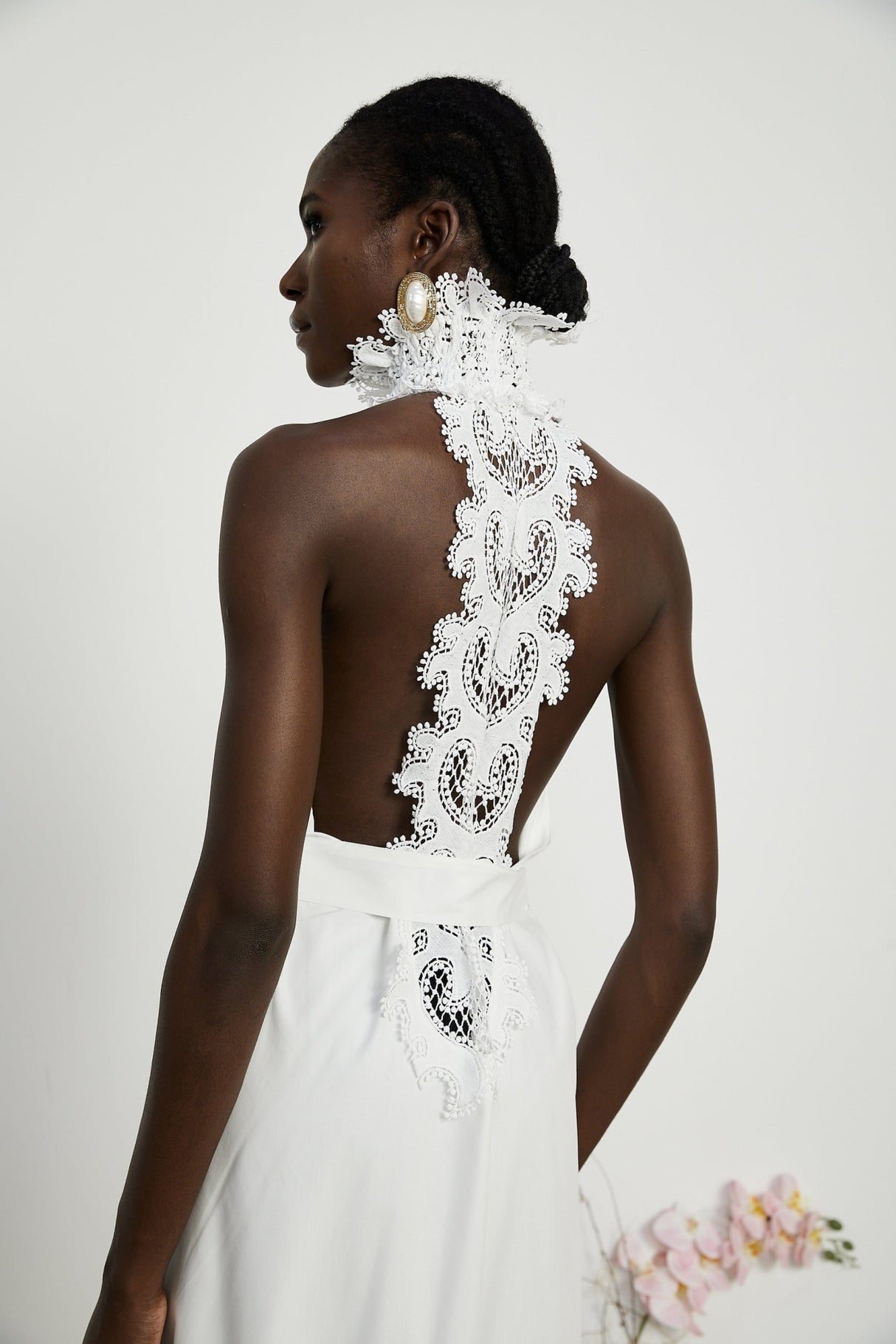 Rosanna Midi Dress White Guipure Lace Tiered Cut Out Design