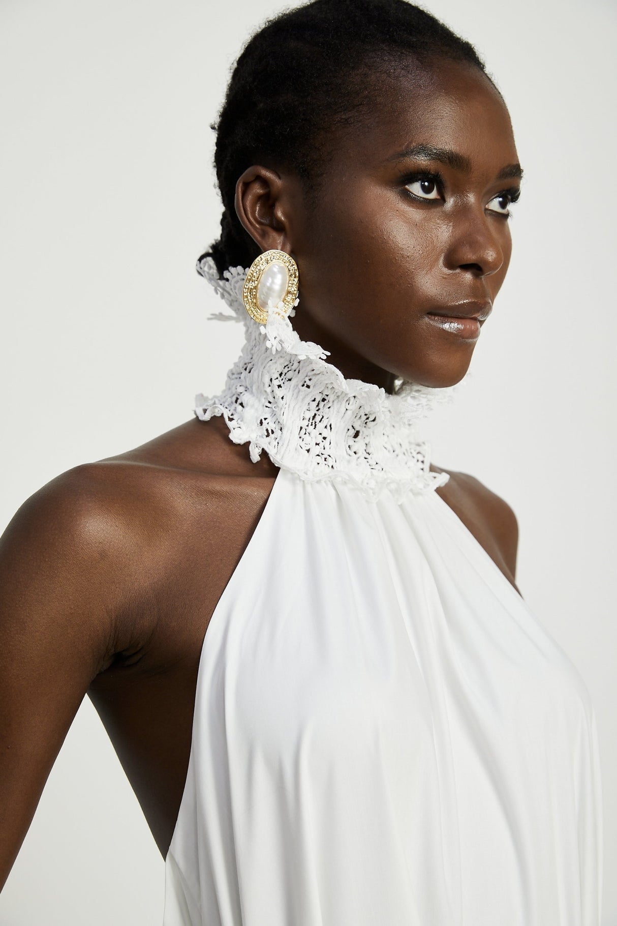 Rosanna Midi Dress White Guipure Lace Tiered Cut Out Design