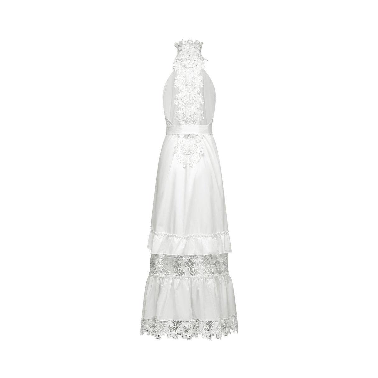 Rosanna Midi Dress White Guipure Lace Tiered Cut Out Design