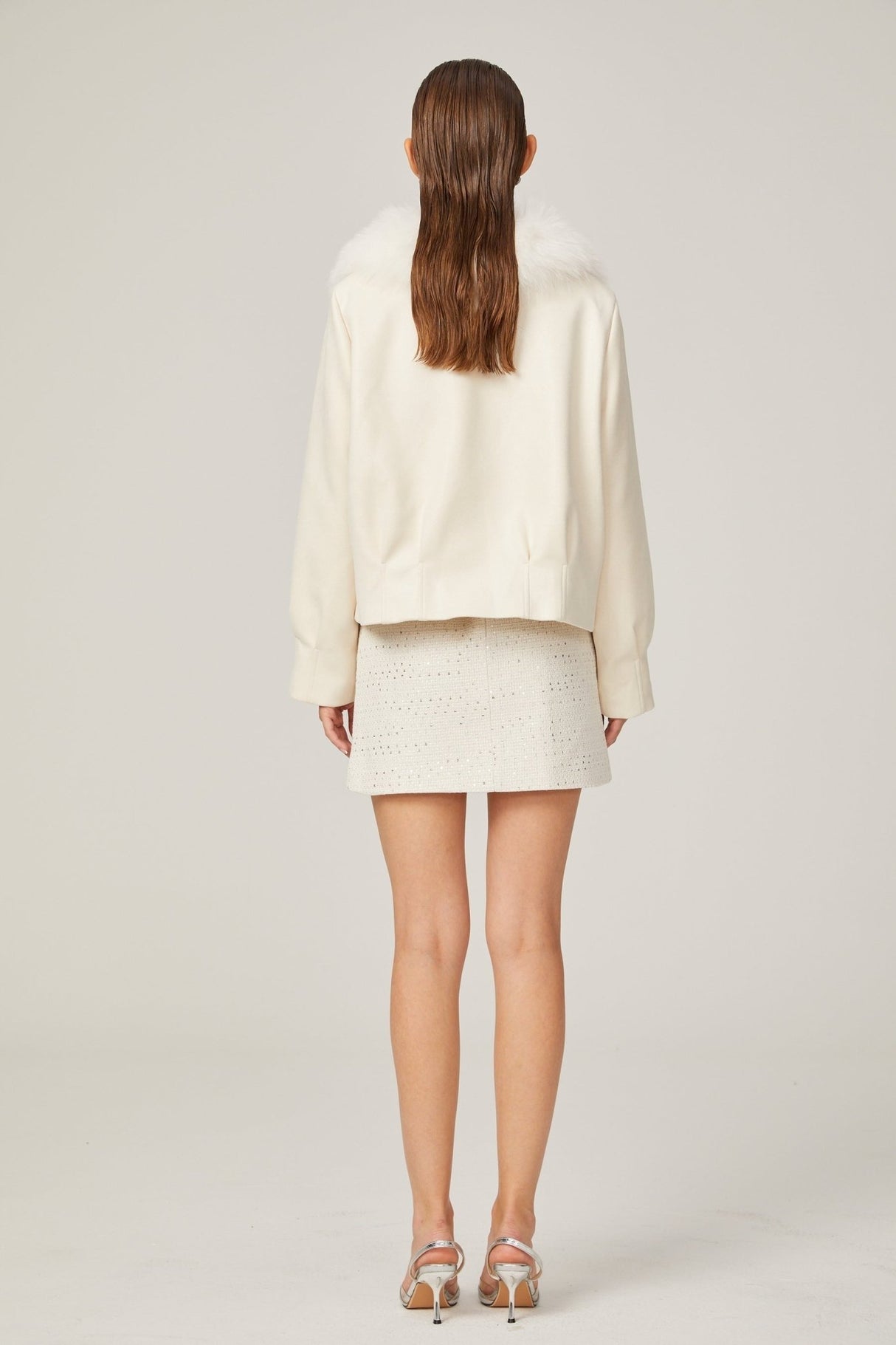 Rosaura Jacket White Suede Faux Fur Coat